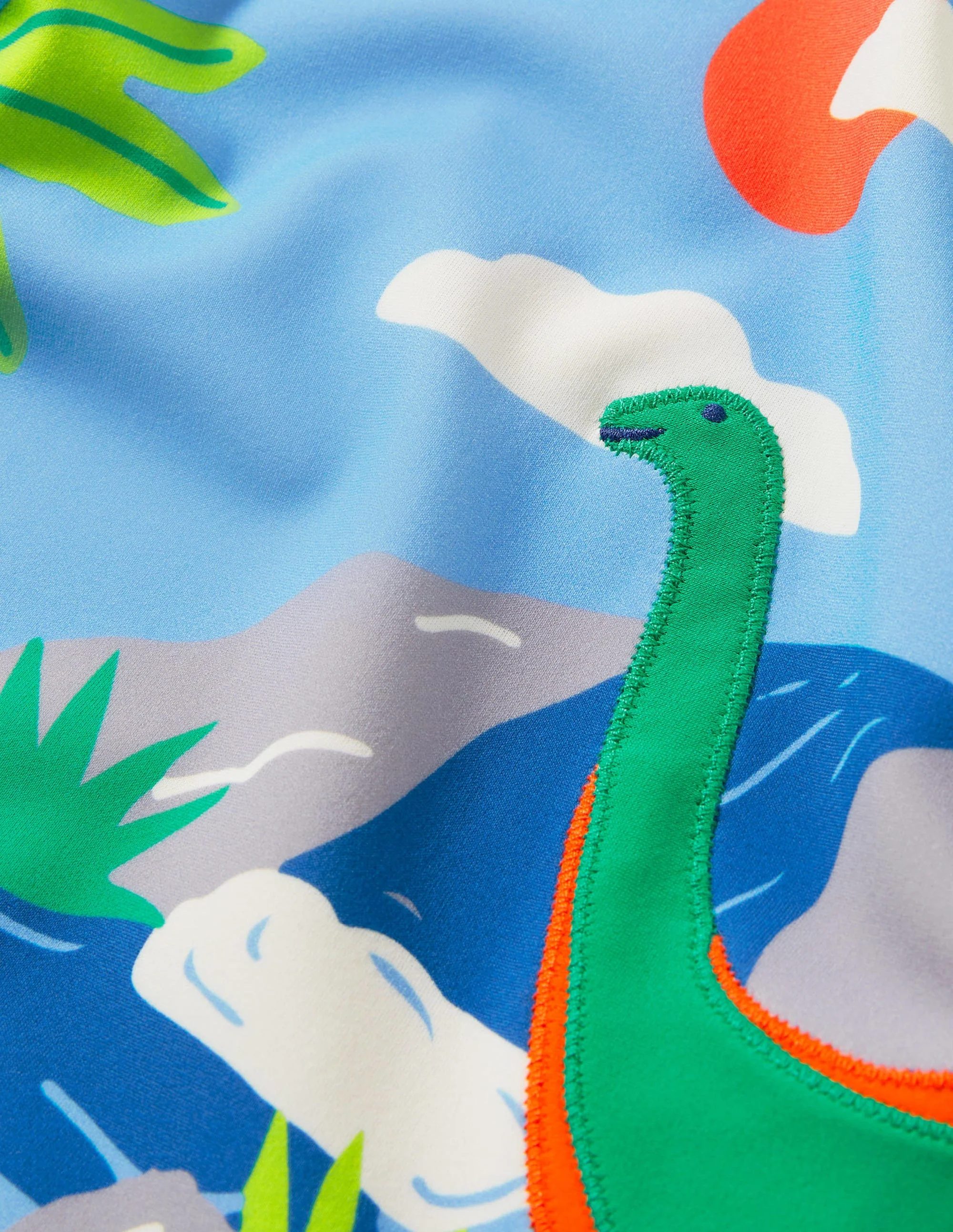 Badeshirt-Surfbrett-Blau, Dinoszene - Image 3
