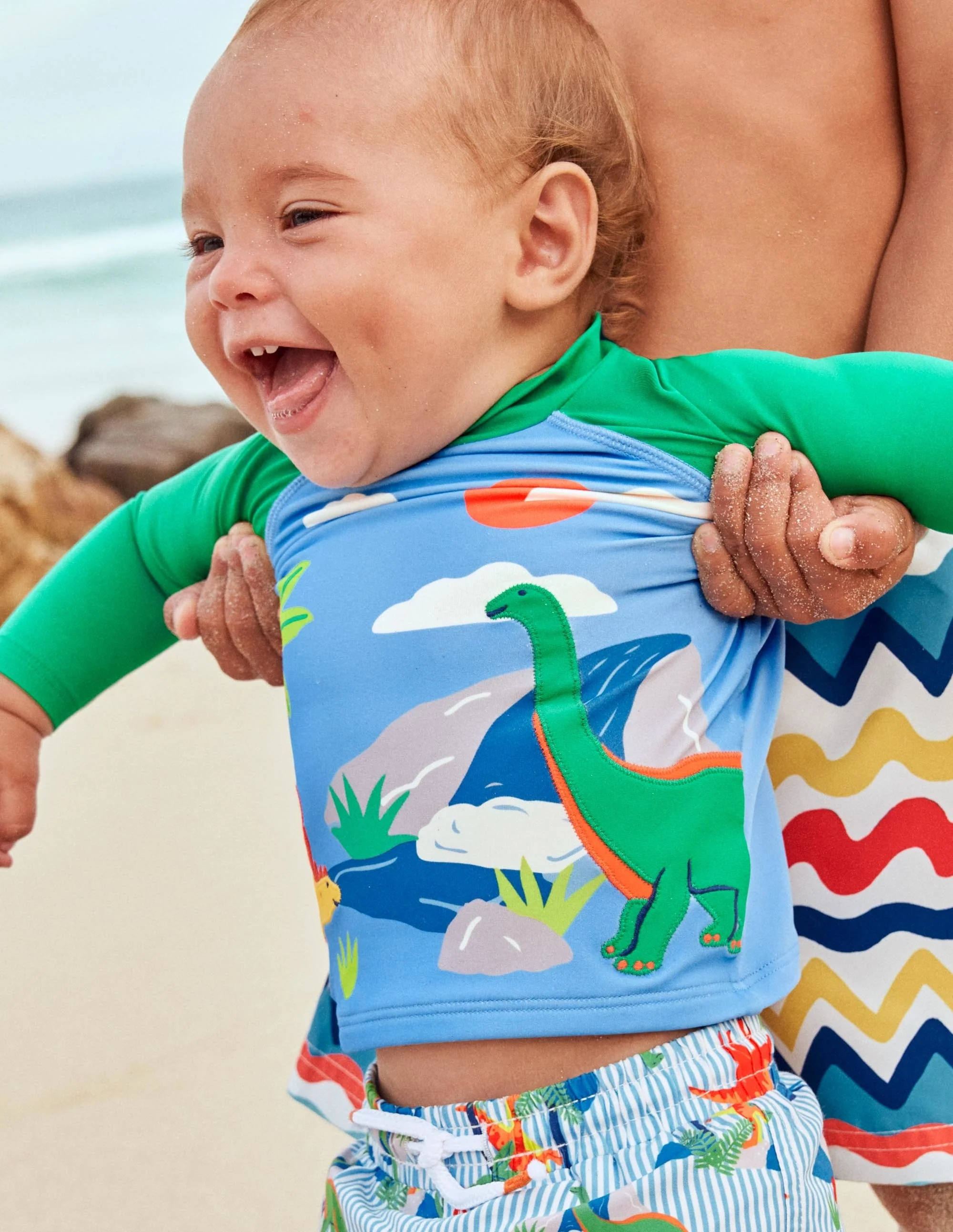 Badeshirt-Surfbrett-Blau, Dinoszene - Image 5