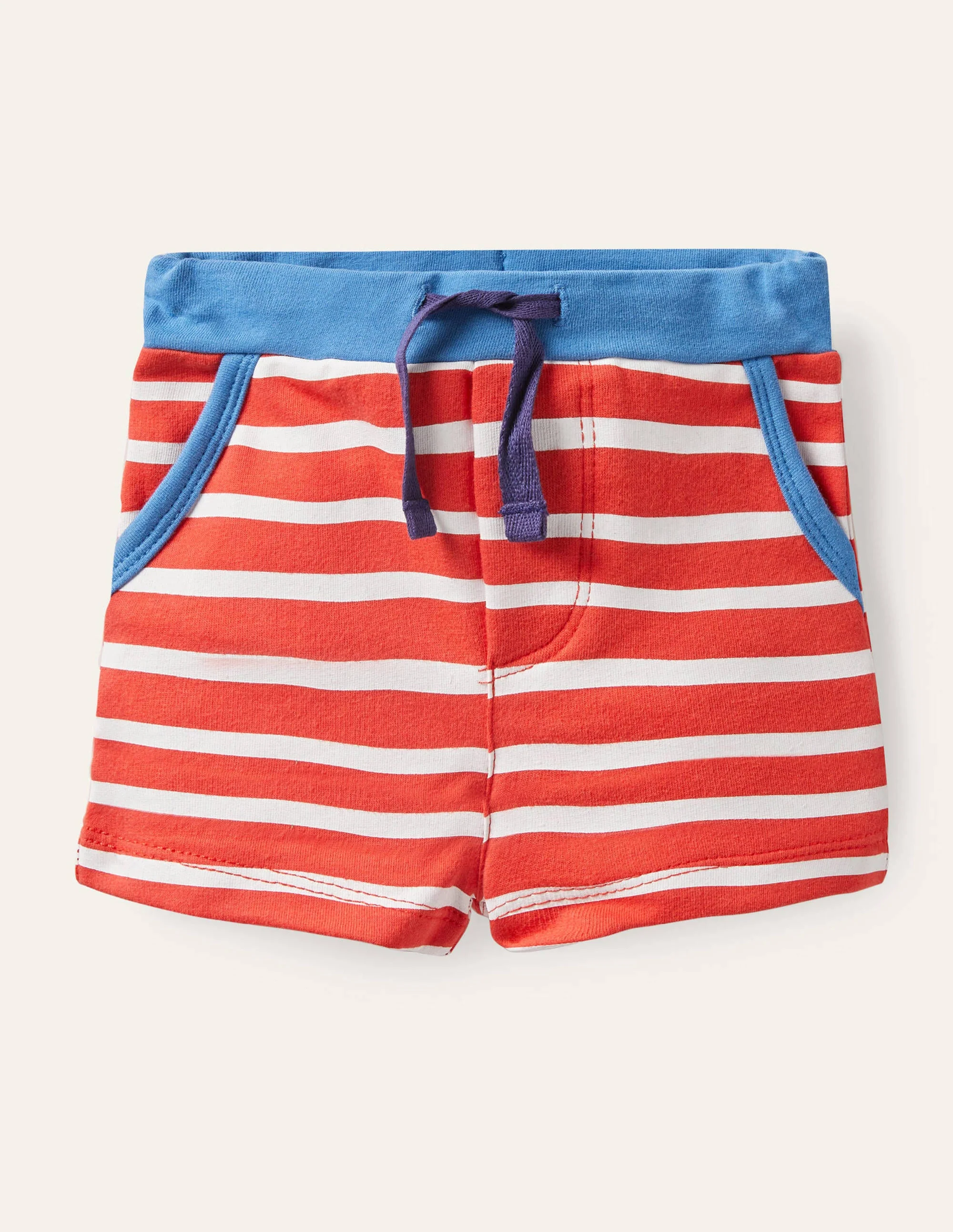 Basic-Jerseyshorts-Feuerrot/Naturweiß