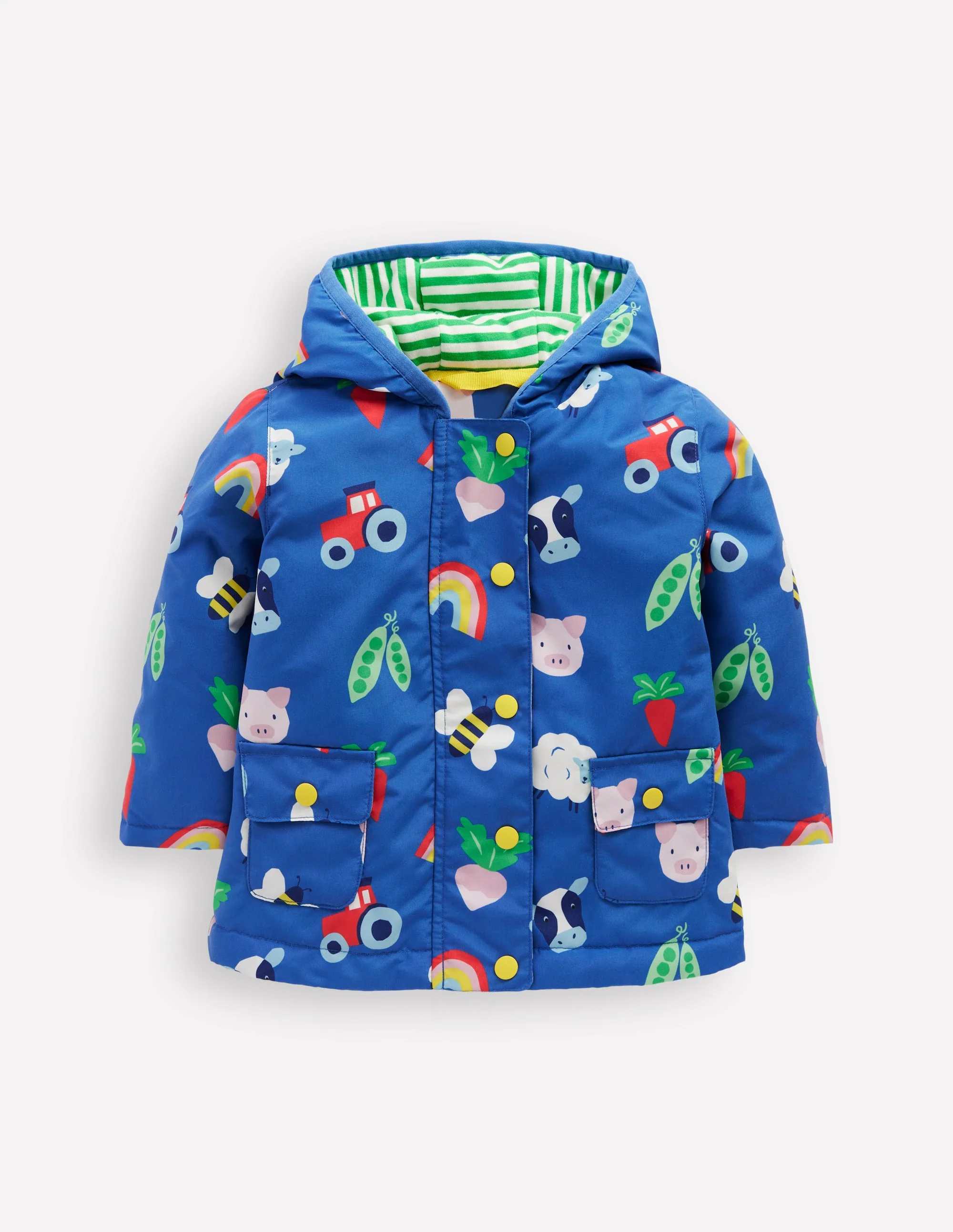 Bedruckte Regenjacke-Blau Regenbogen Farm