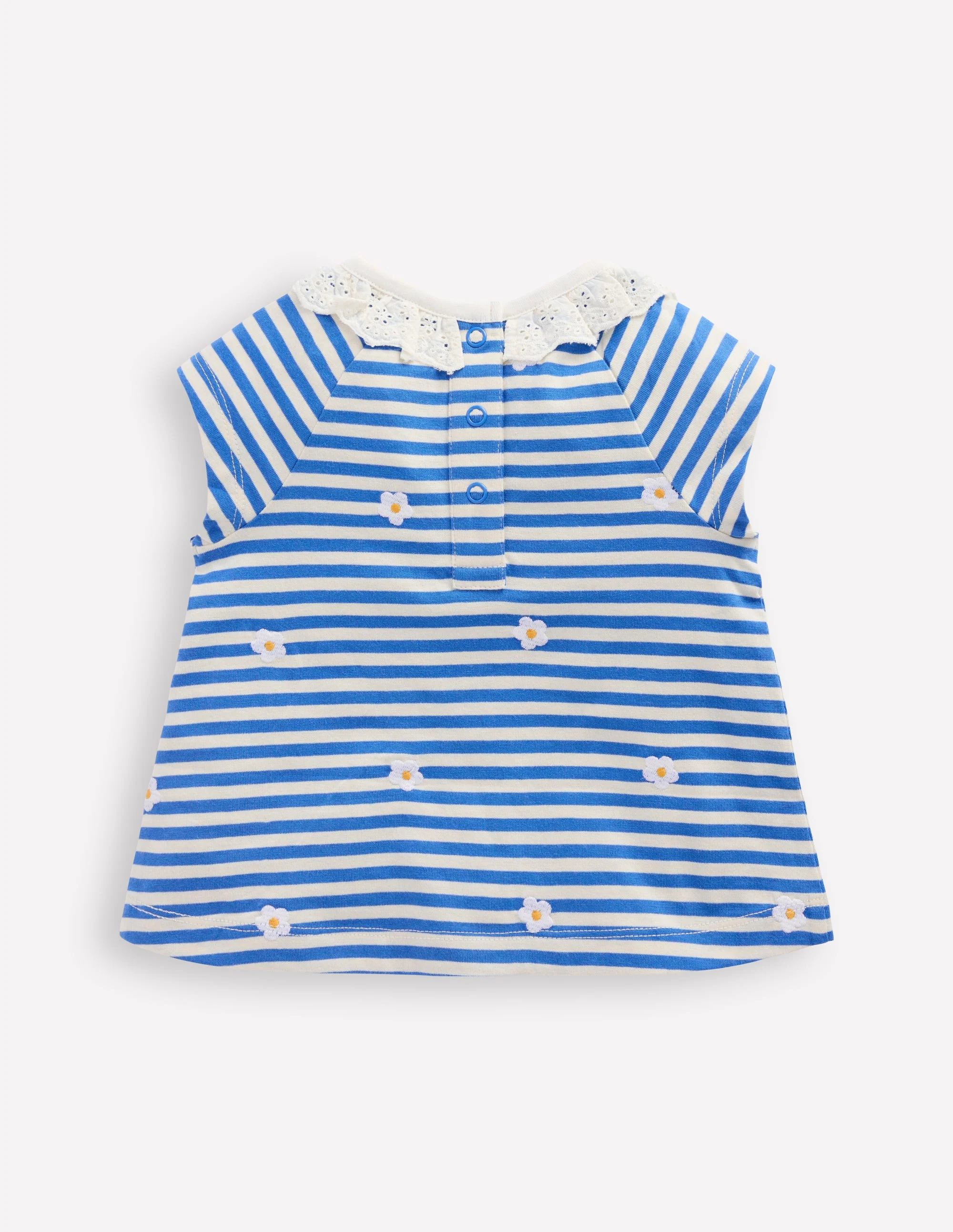 Besticktes Jerseyoberteil-Pfauenfeder-Blau/Sanftes Naturweiß - Image 2