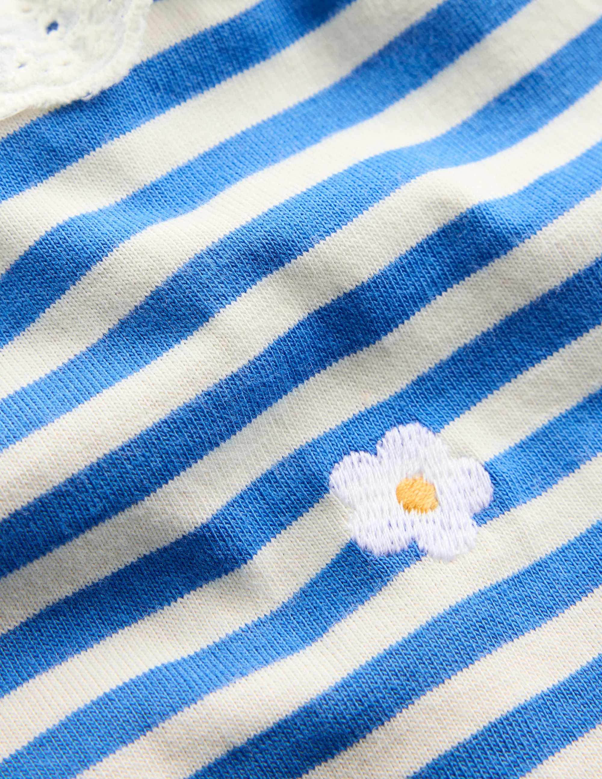 Besticktes Jerseyoberteil-Pfauenfeder-Blau/Sanftes Naturweiß - Image 3
