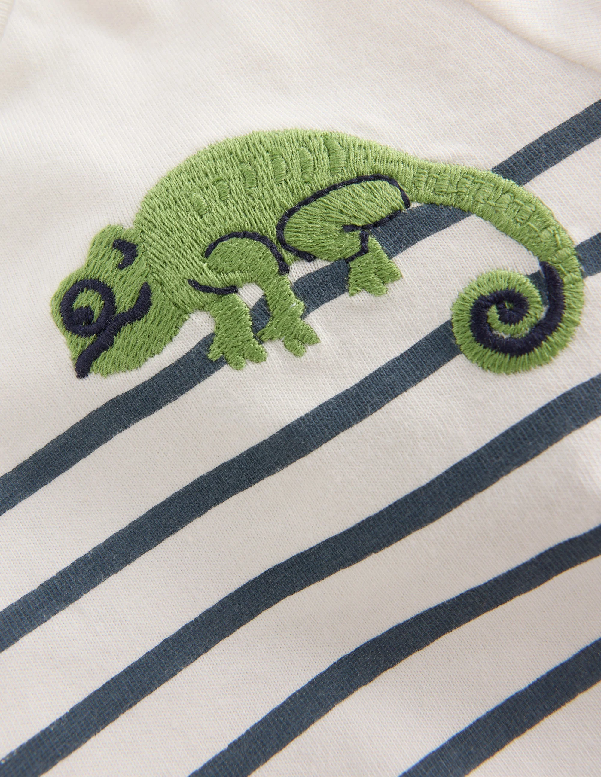 Besticktes T-Shirt für Jungen-Blau Streifen Chamäleon - Image 3