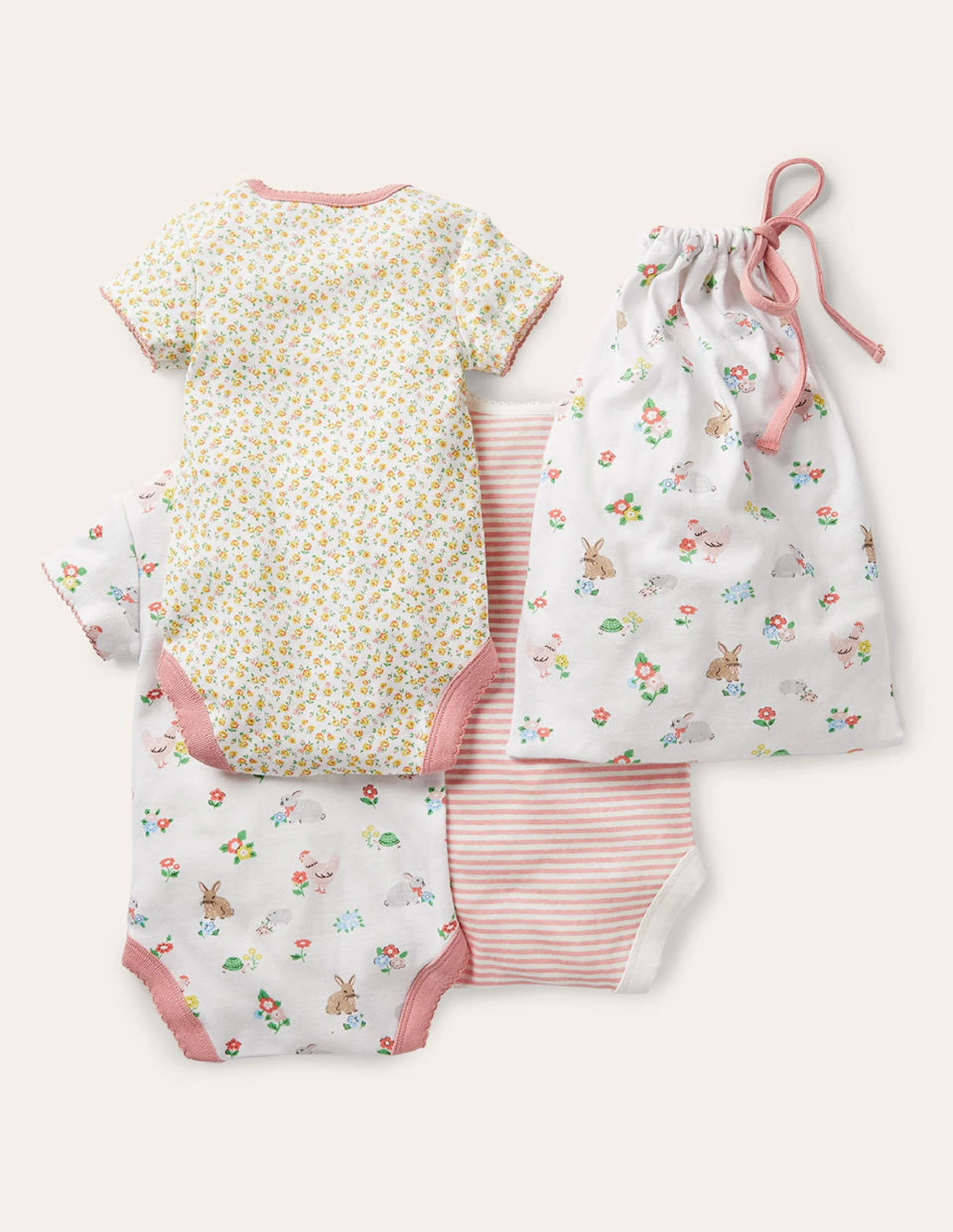Bodys aus Biobaumwolle im 3er-Pack-Naturweiß, Blumen/Haustiere - Image 2