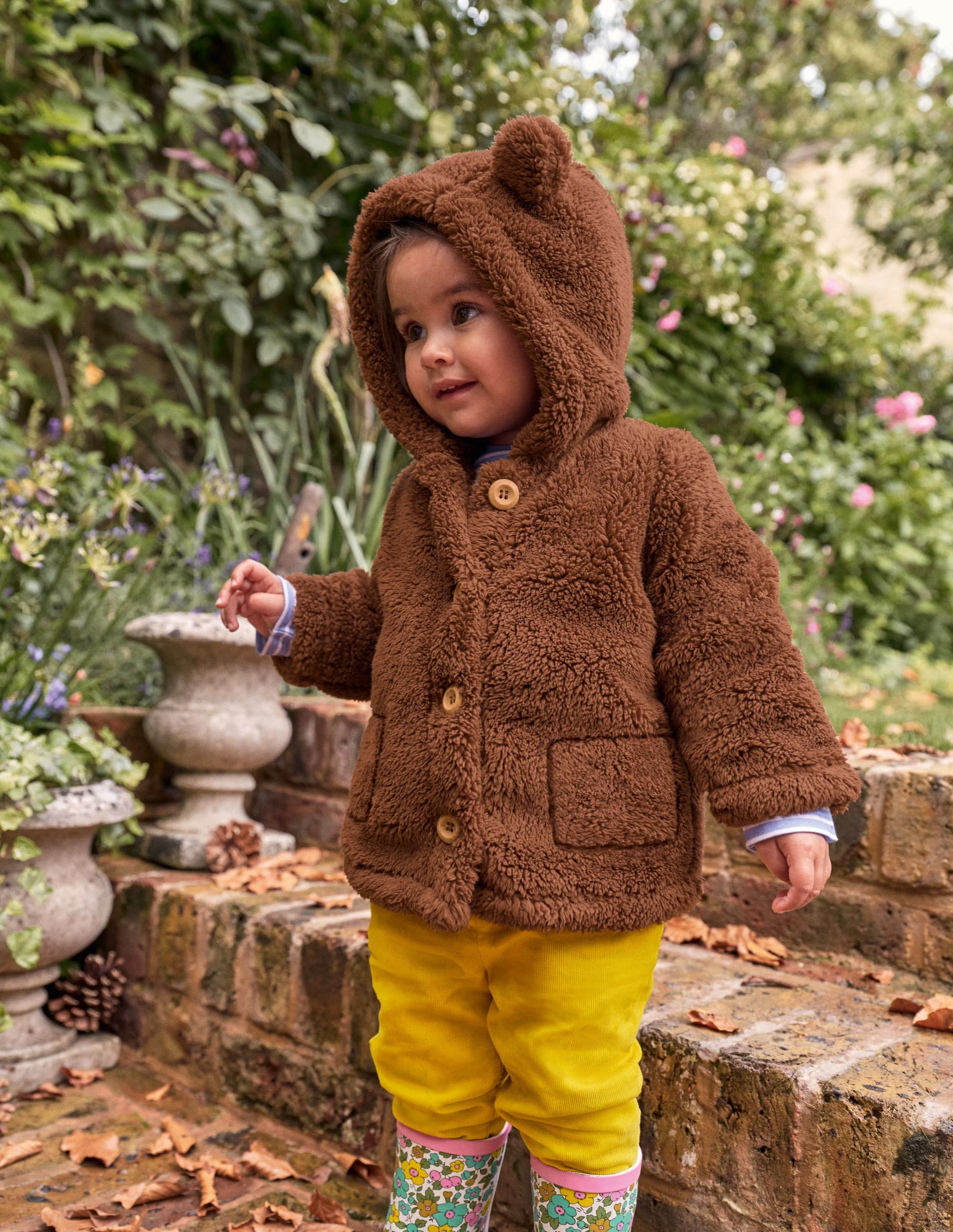 Borg-Jacke mit Knöpfen-Terrierbraun, Bären - Image 3