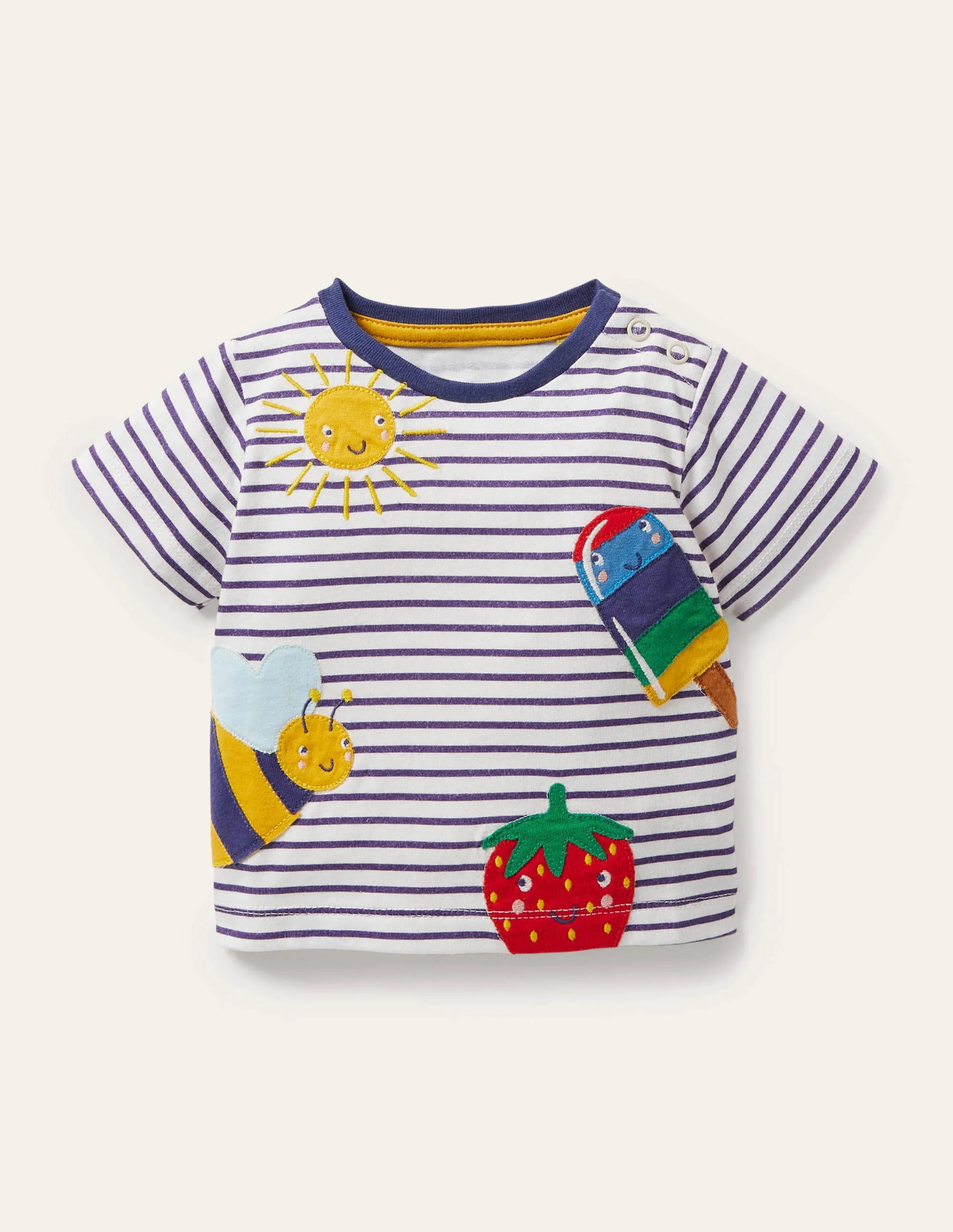 Bretonshirt mit Applikation-Naturweiß/Segelblau, Eis