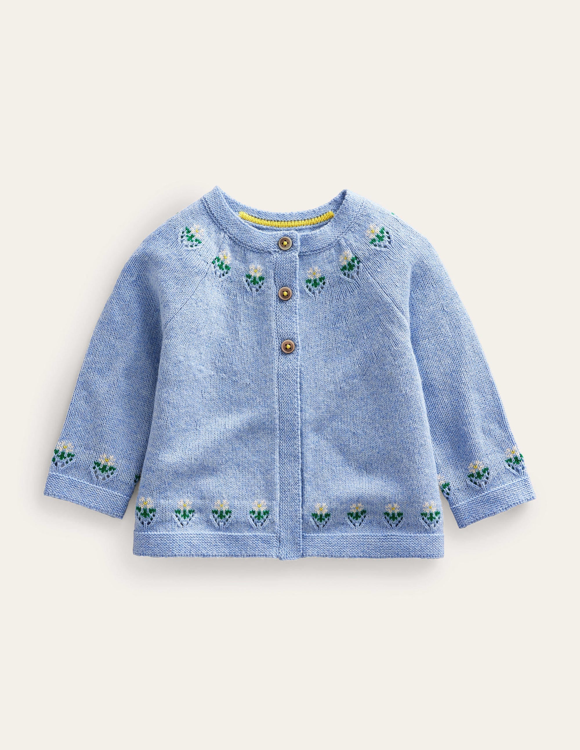 Cardigan mit Blumenstickerei-Vergissmeinnichtblau