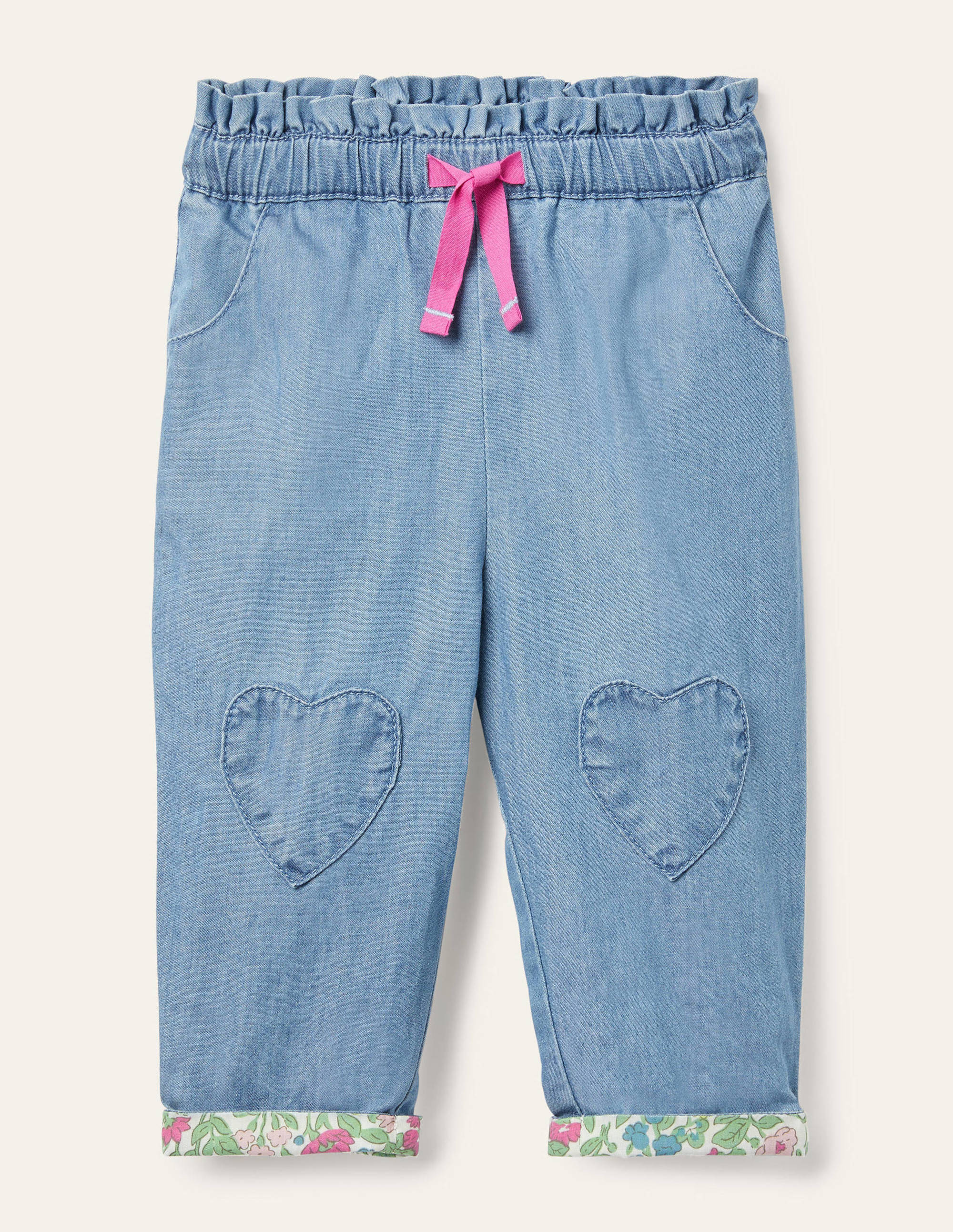 Chambray-Hose zum Hineinschlüpfen-Heller Faux-Uni