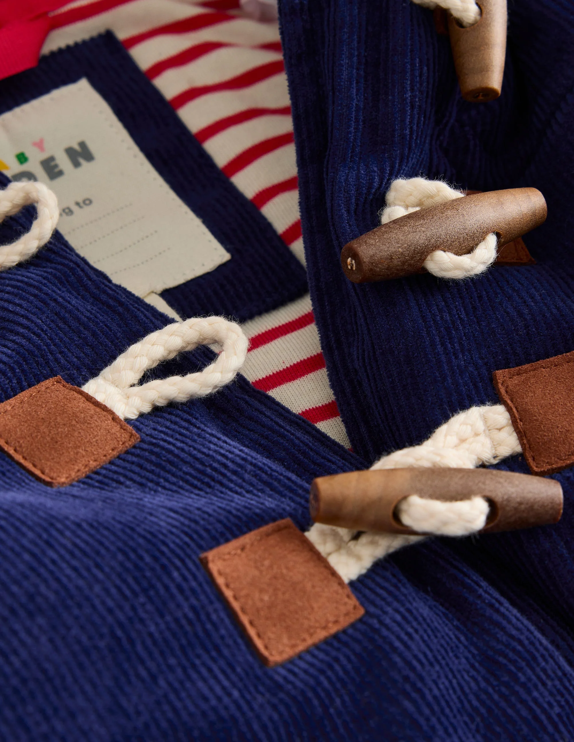 Cord-Dufflecoat-Aristocratic Blue/ Ivory Stripe - Image 3