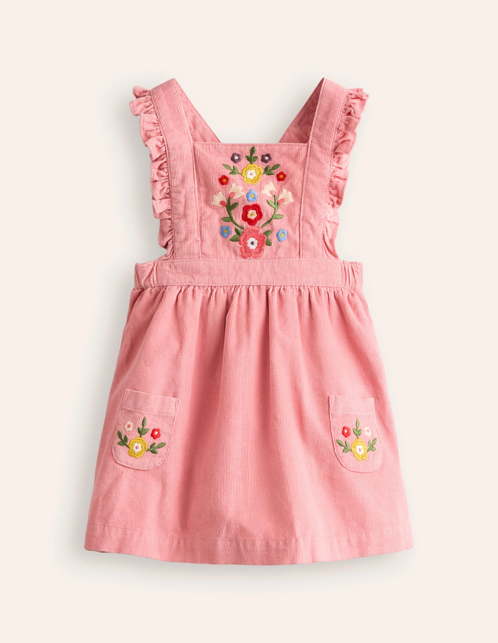 Cord-Schürzenkleid-Mandelblütenrosa