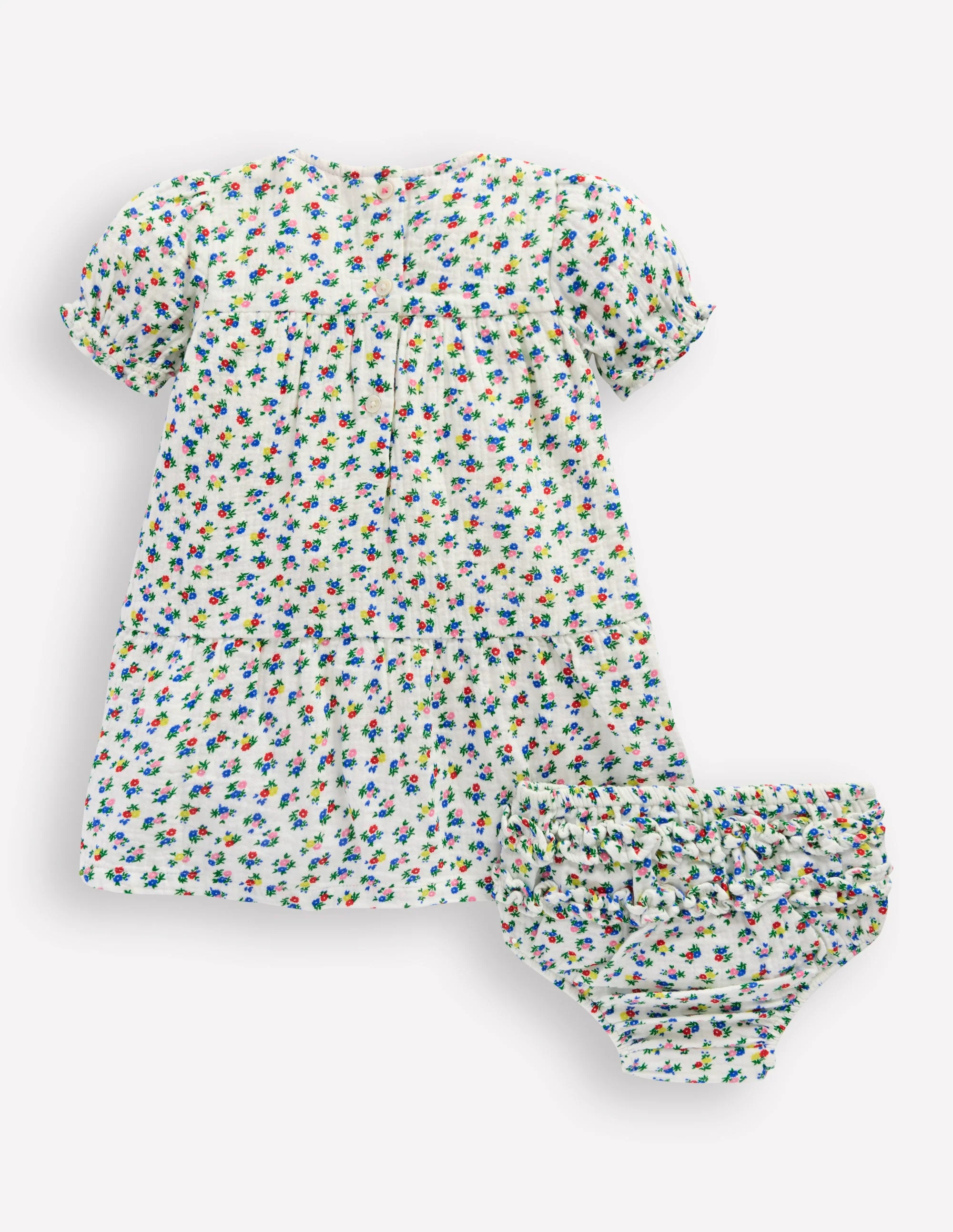 Doppeltuch-Kleid-Sanftes Naturweiß Blümchen - Image 2