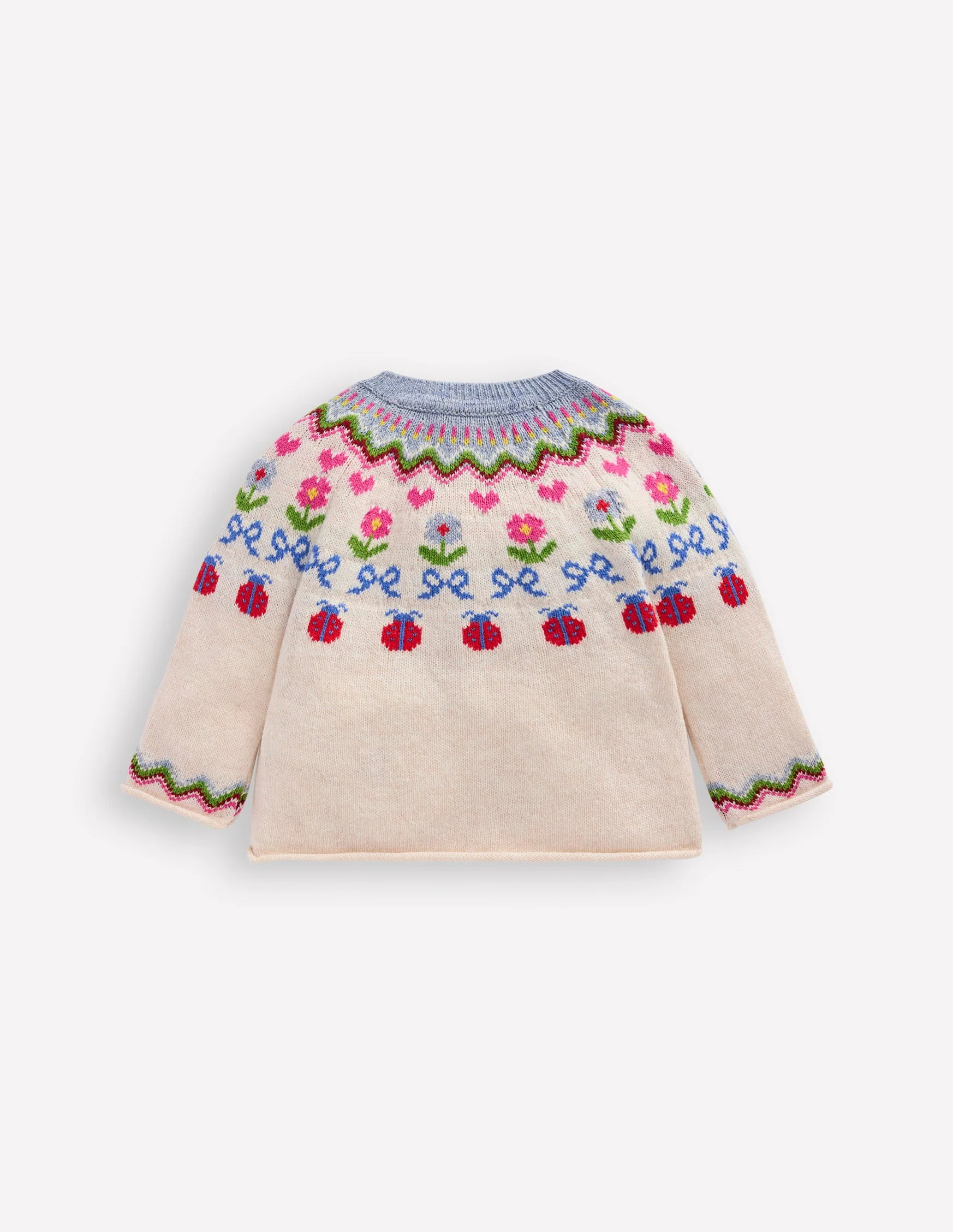 Edie Fair-Isle-Strickjacke-Ecru Meliert, Blumen - Image 2