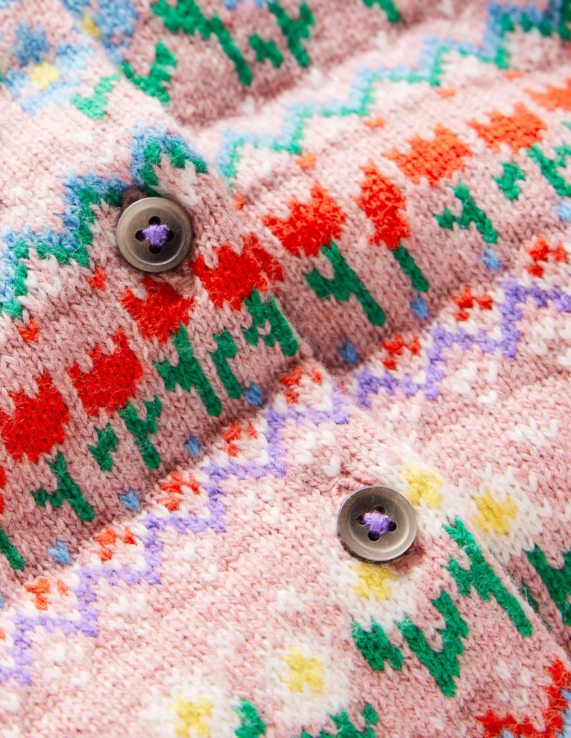 Edie Fair-Isle-Strickjacke-Kaugummirosa Blumen - Image 3
