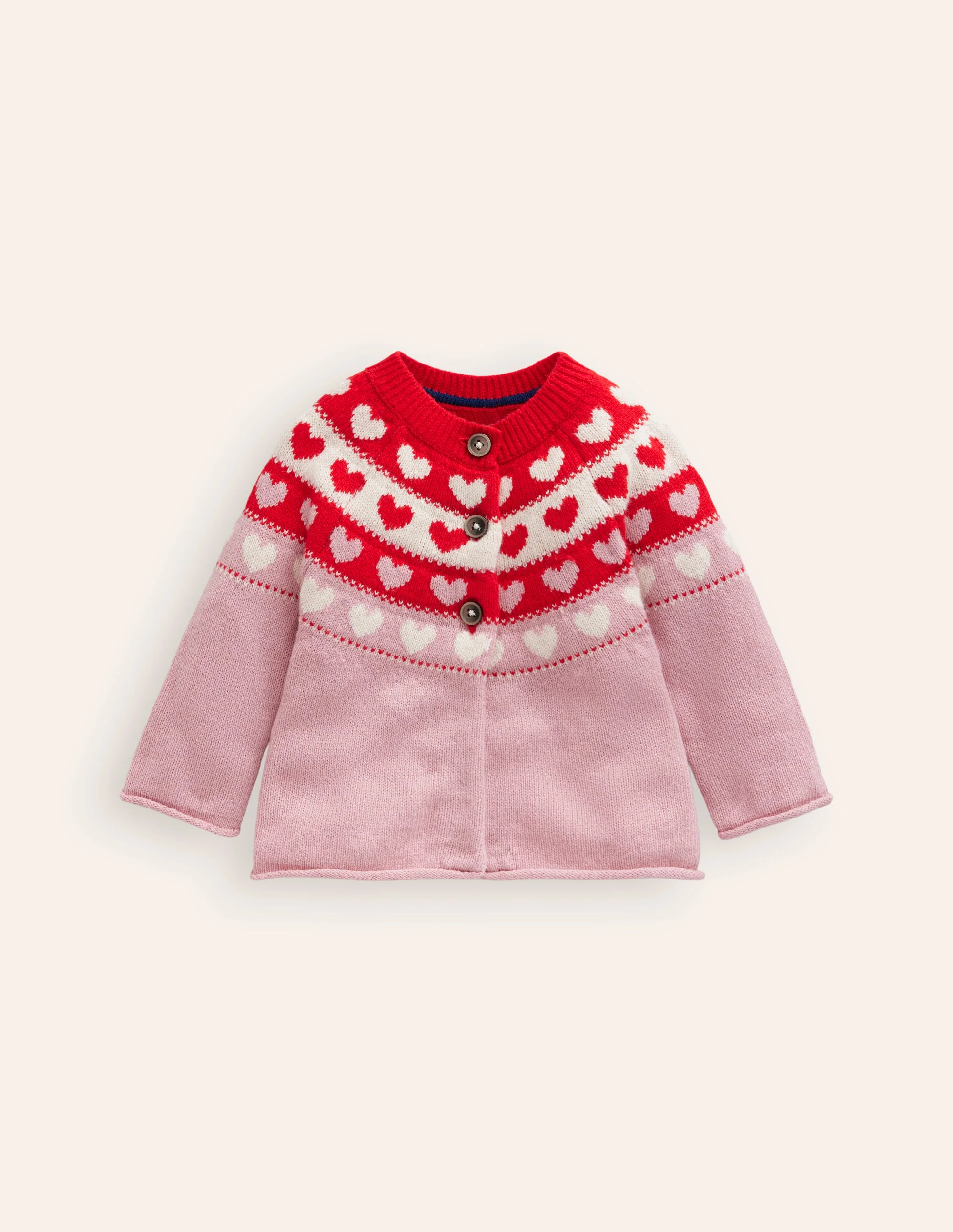 Edie Fair-Isle-Strickjacke-Mandelrosa Herzen - Image 4