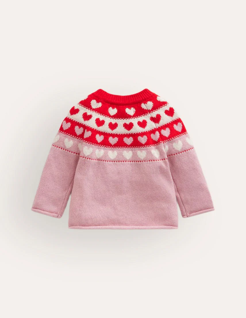 Edie Fair-Isle-Strickjacke-Mandelrosa Herzen - Image 5
