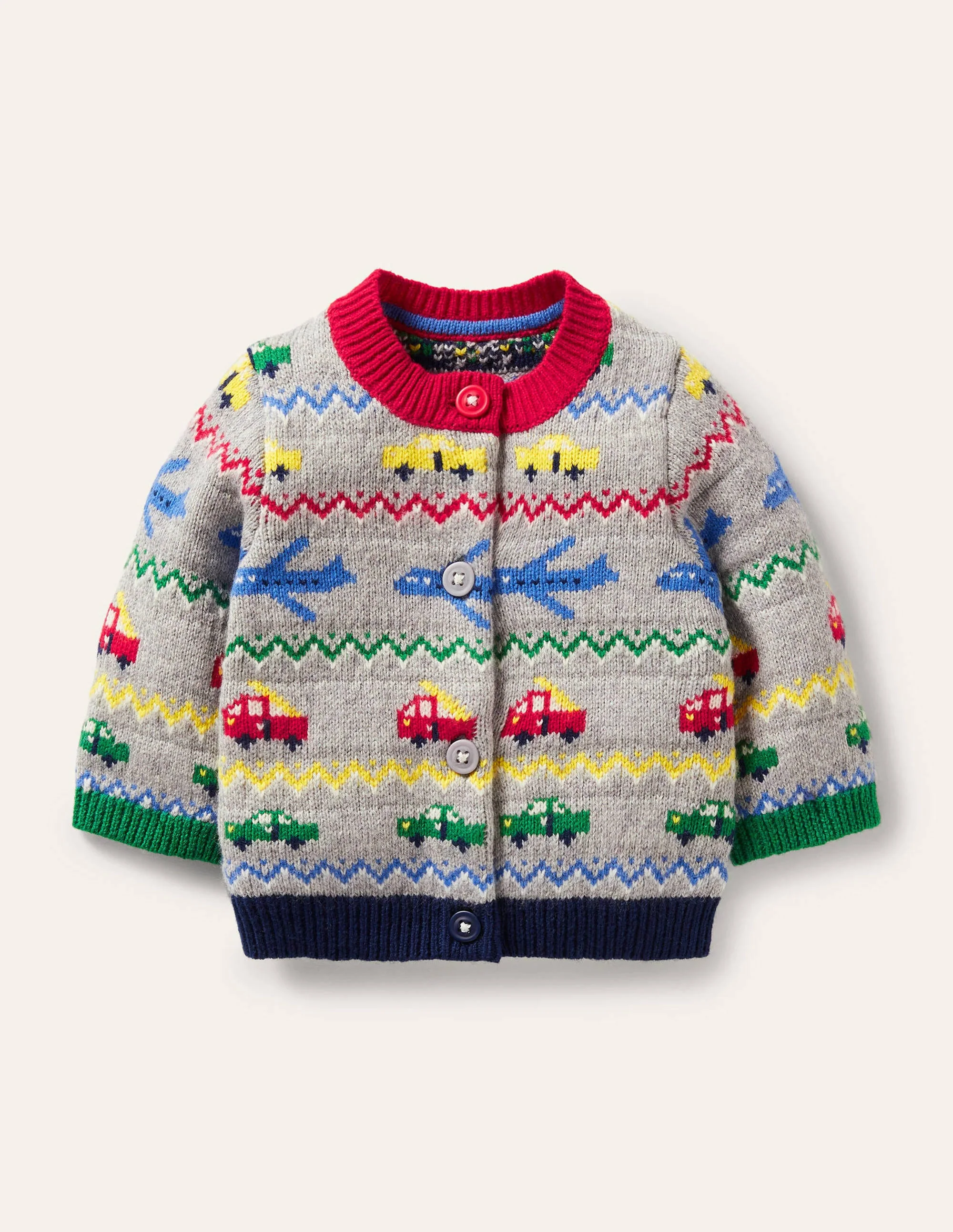 Fair-Isle-Cardigan-Grau Meliert, Fahrzeuge