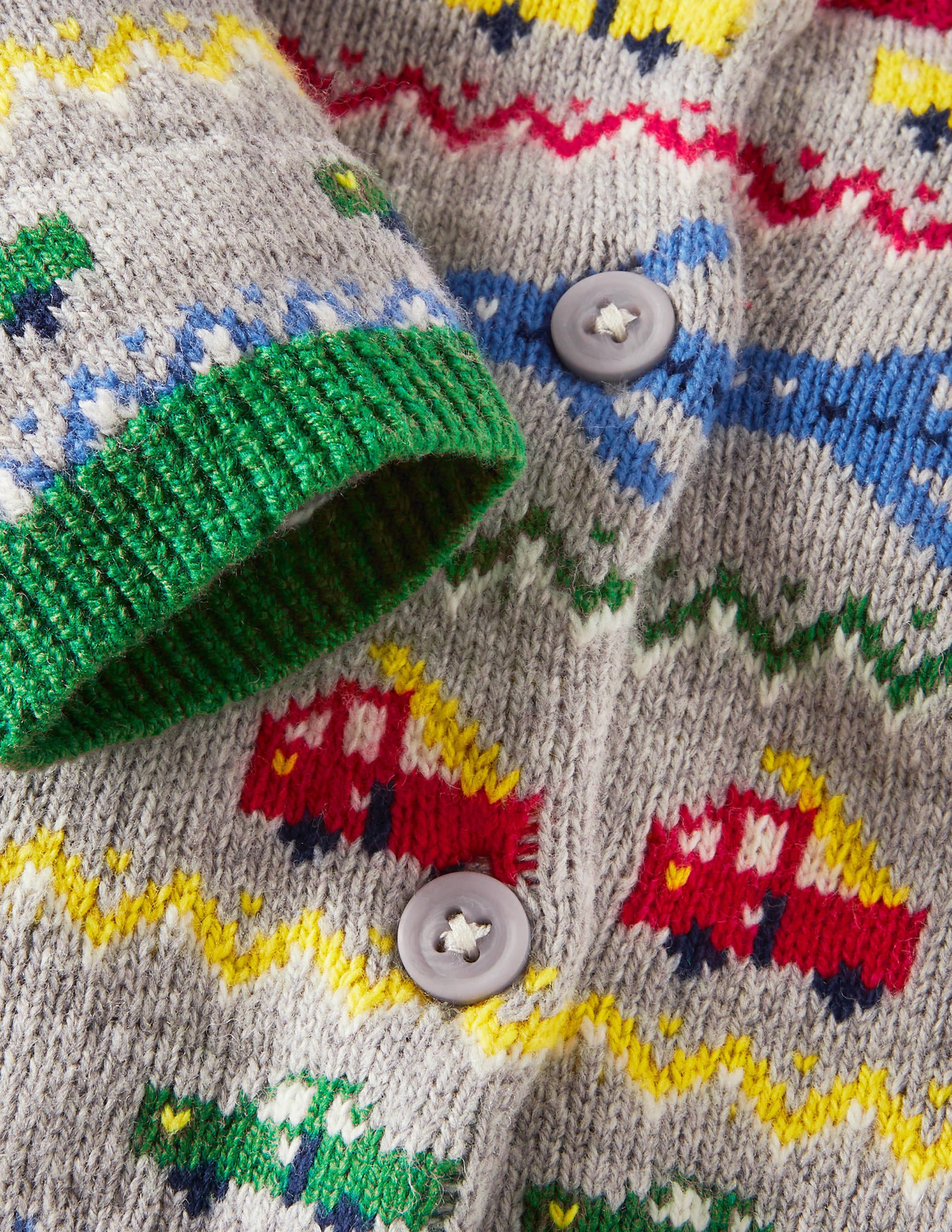 Fair-Isle-Cardigan-Grau Meliert, Fahrzeuge - Image 3