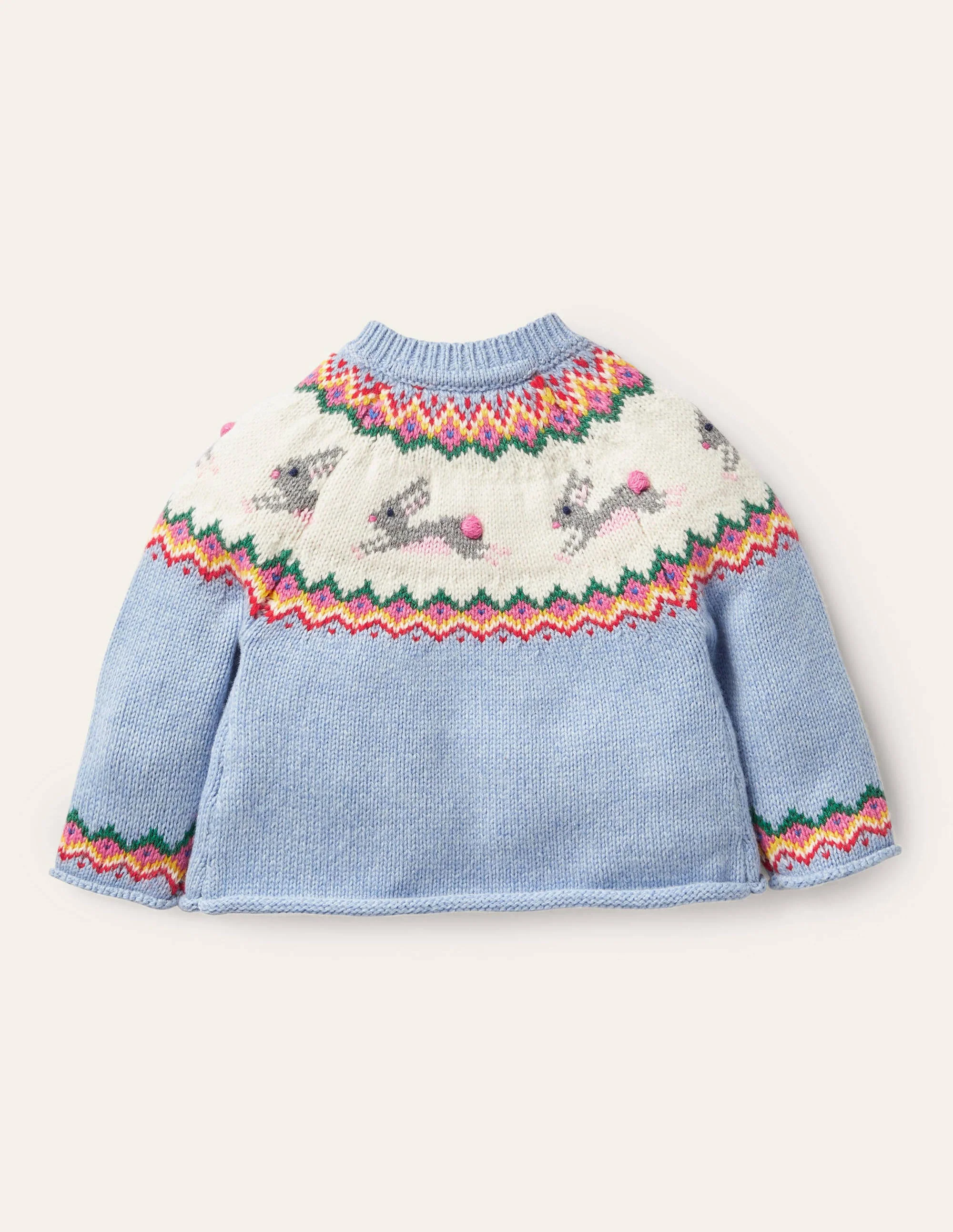 Fair-Isle-Cardigan-Himmelblau, Häschen - Image 2