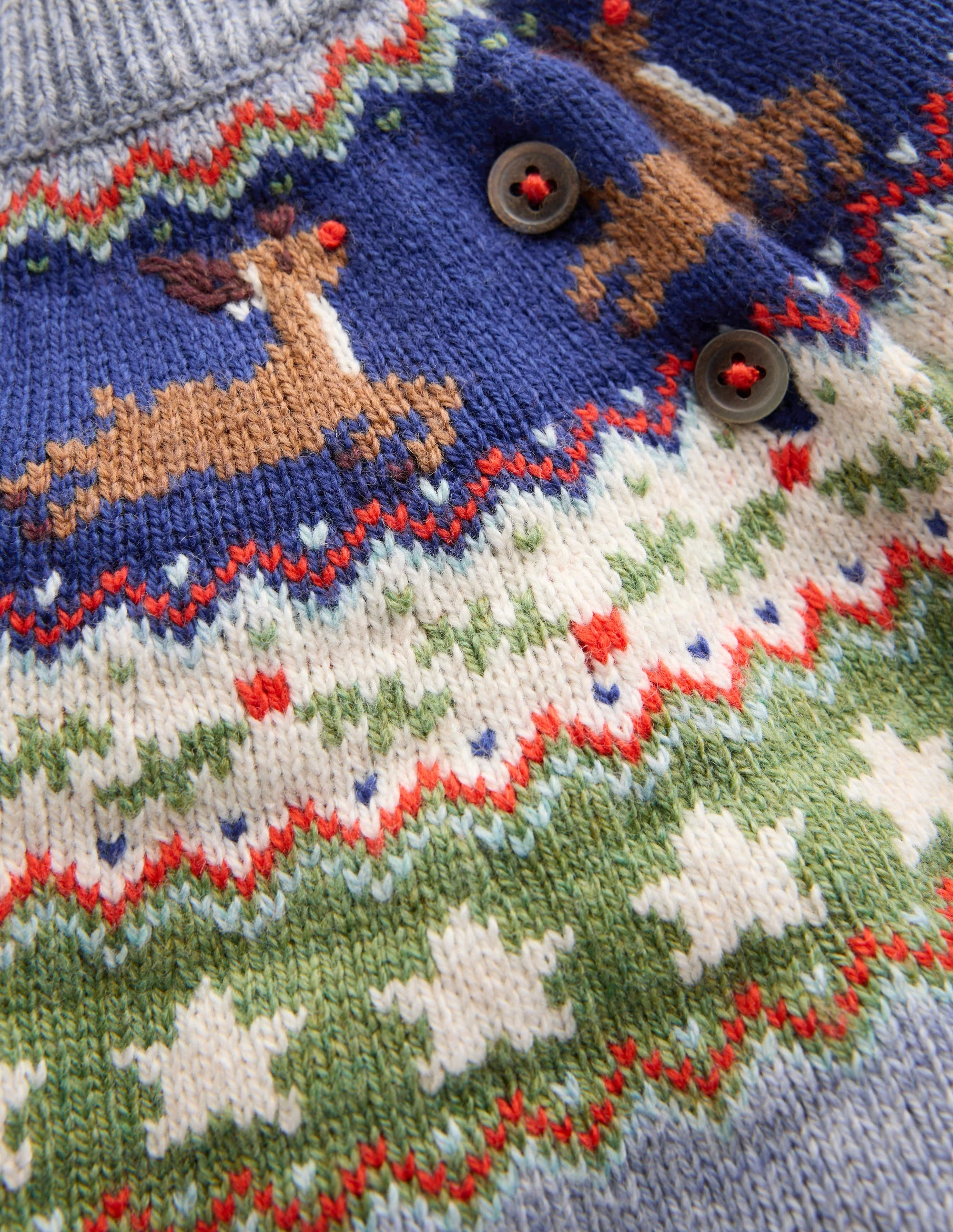 Fair-Isle-Pullover-Blau Festliches Rentier - Image 3