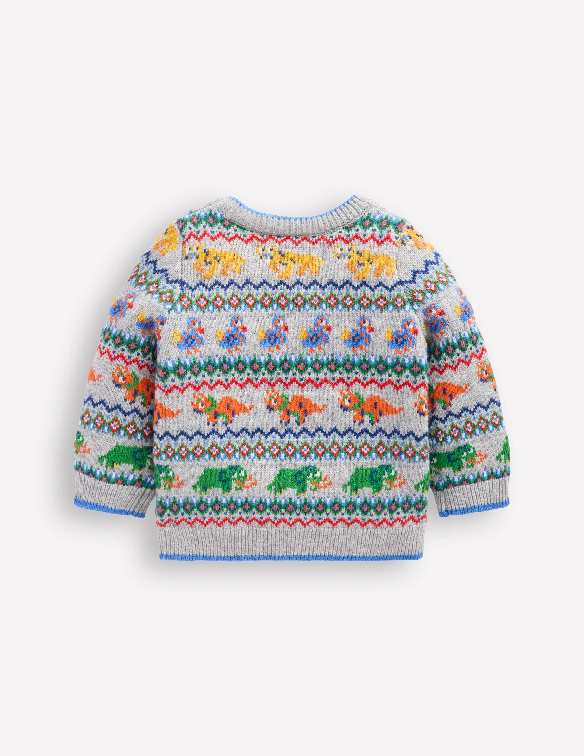 Fair-Isle-Pullover mit Knöpfen-Grau Meliert Prähistorische Tiere - Image 2