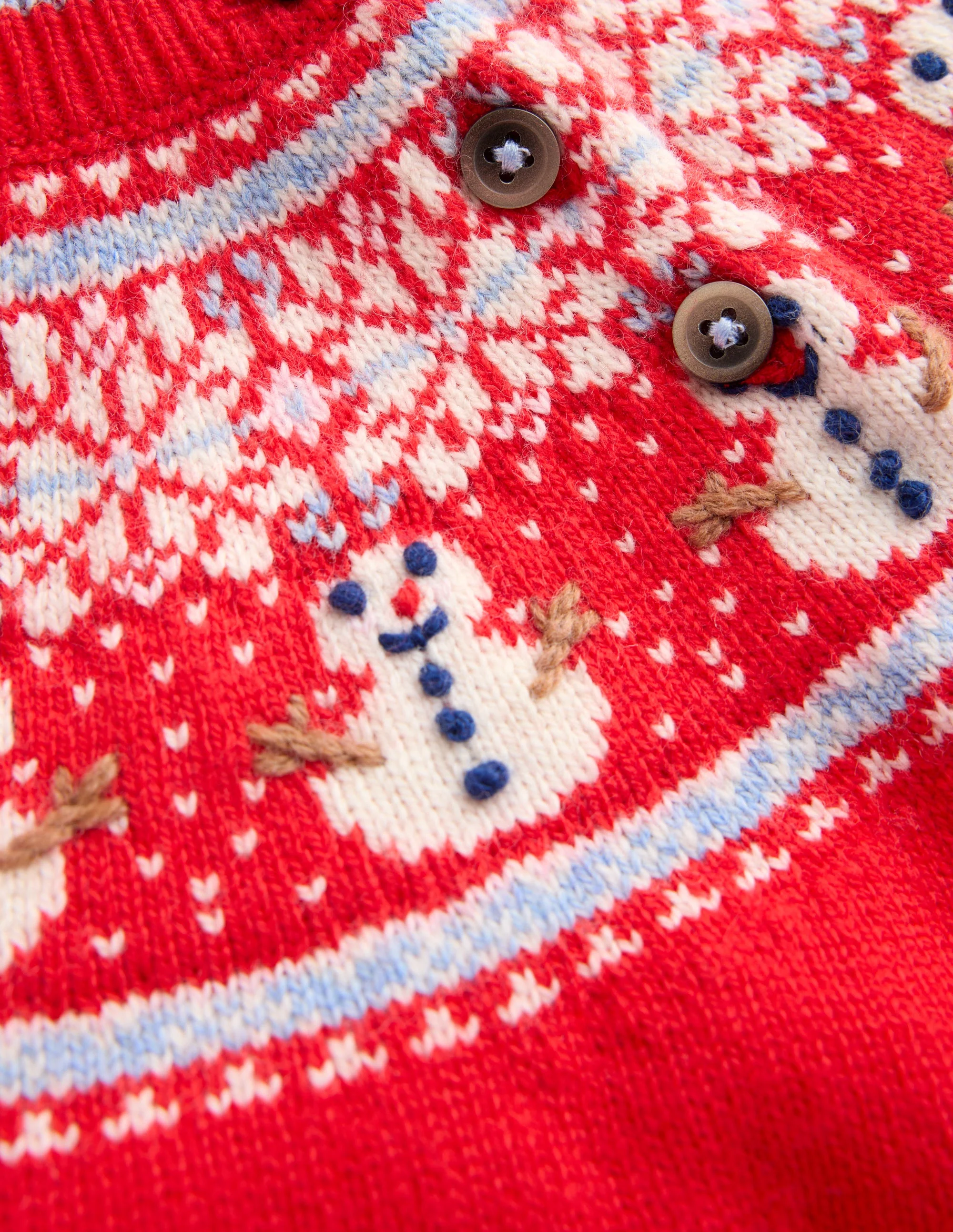 Fair-Isle-Pullover-Rot, Schneemann - Image 3