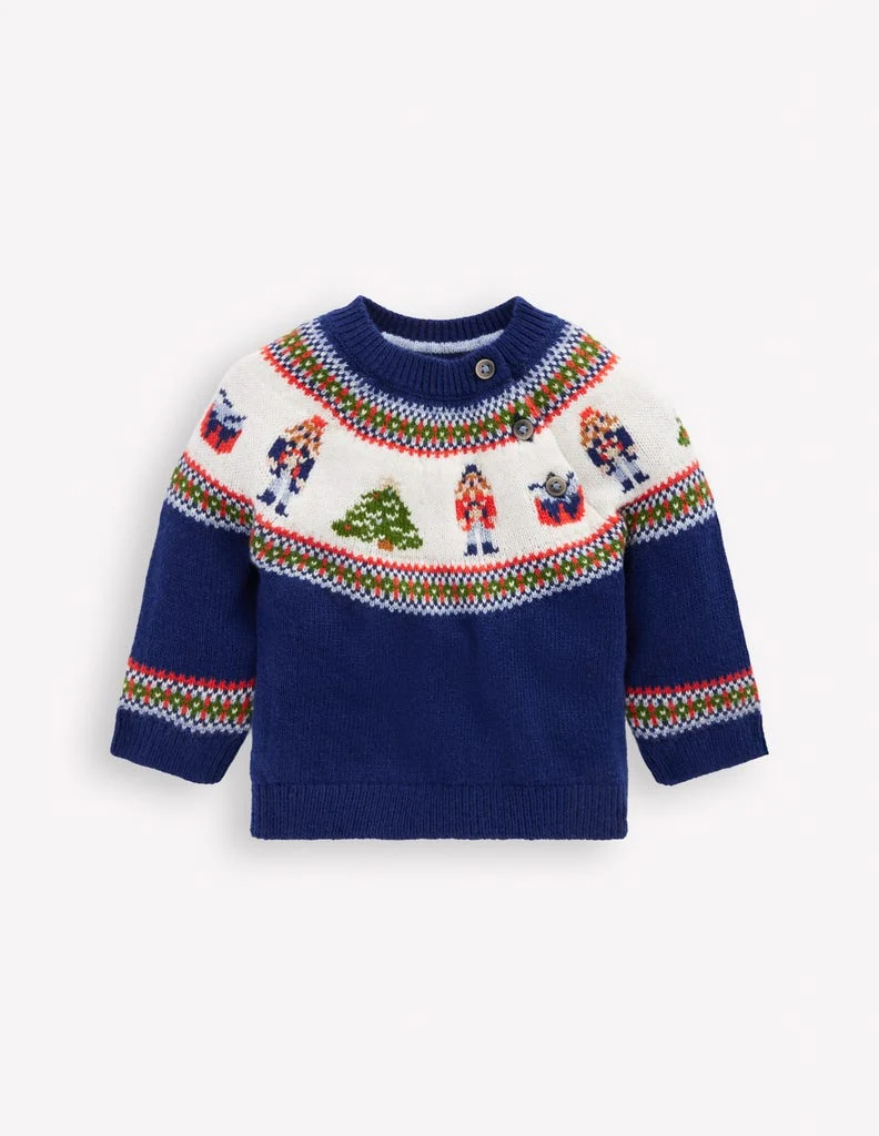 Fair-Isle-Pullover-Schuluniform-Marineblau Nussknacker