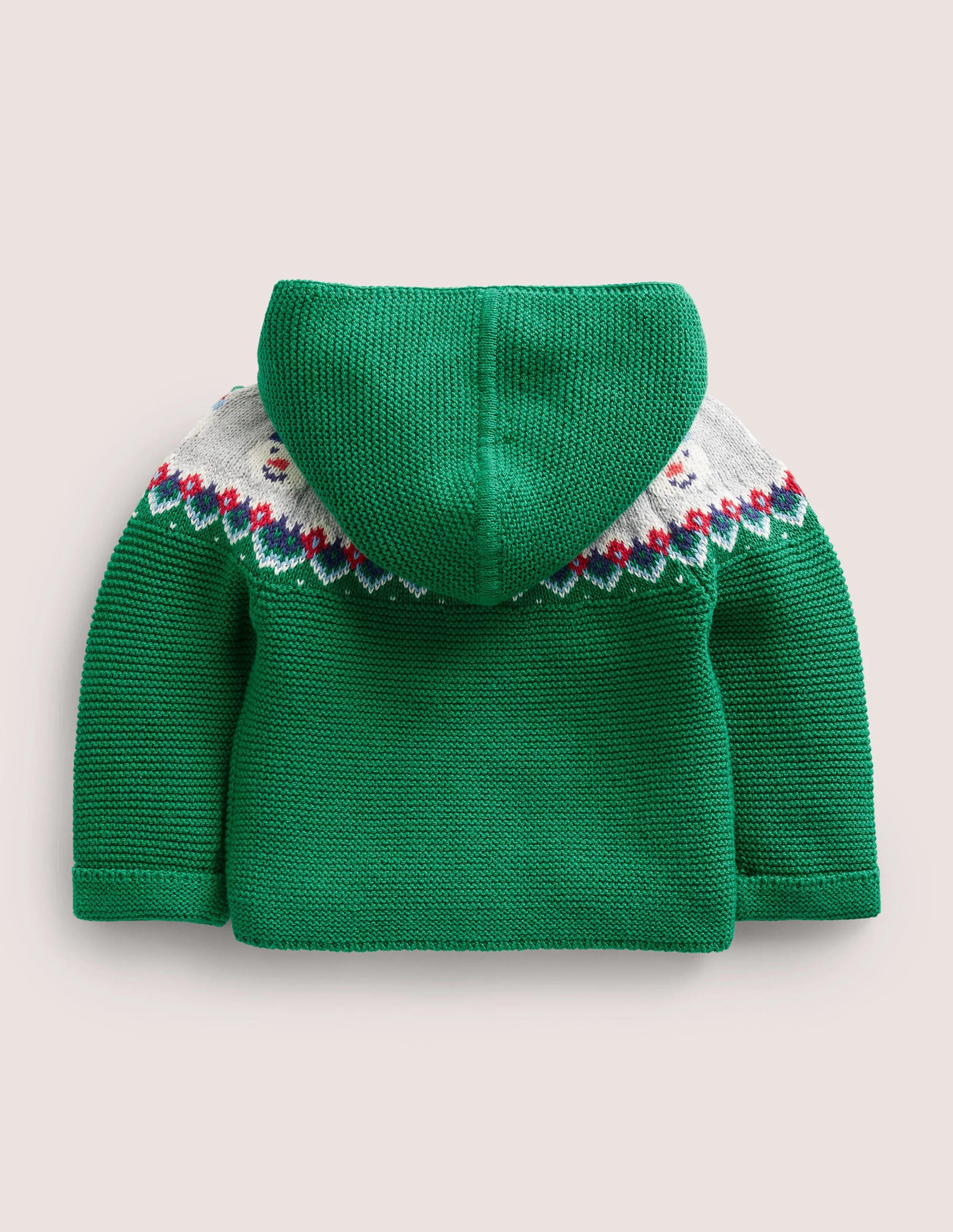 Fair-Isle-Strickjacke-Grün, Fair-Isle-Muster mit Schneemännern - Image 2