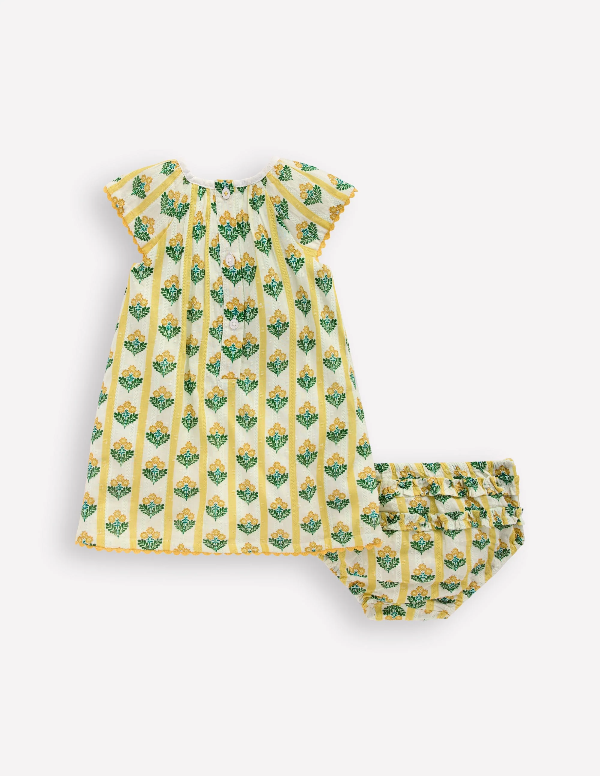 Fließendes, gerafftes Kleid-Gelb Blütenstängel - Image 3