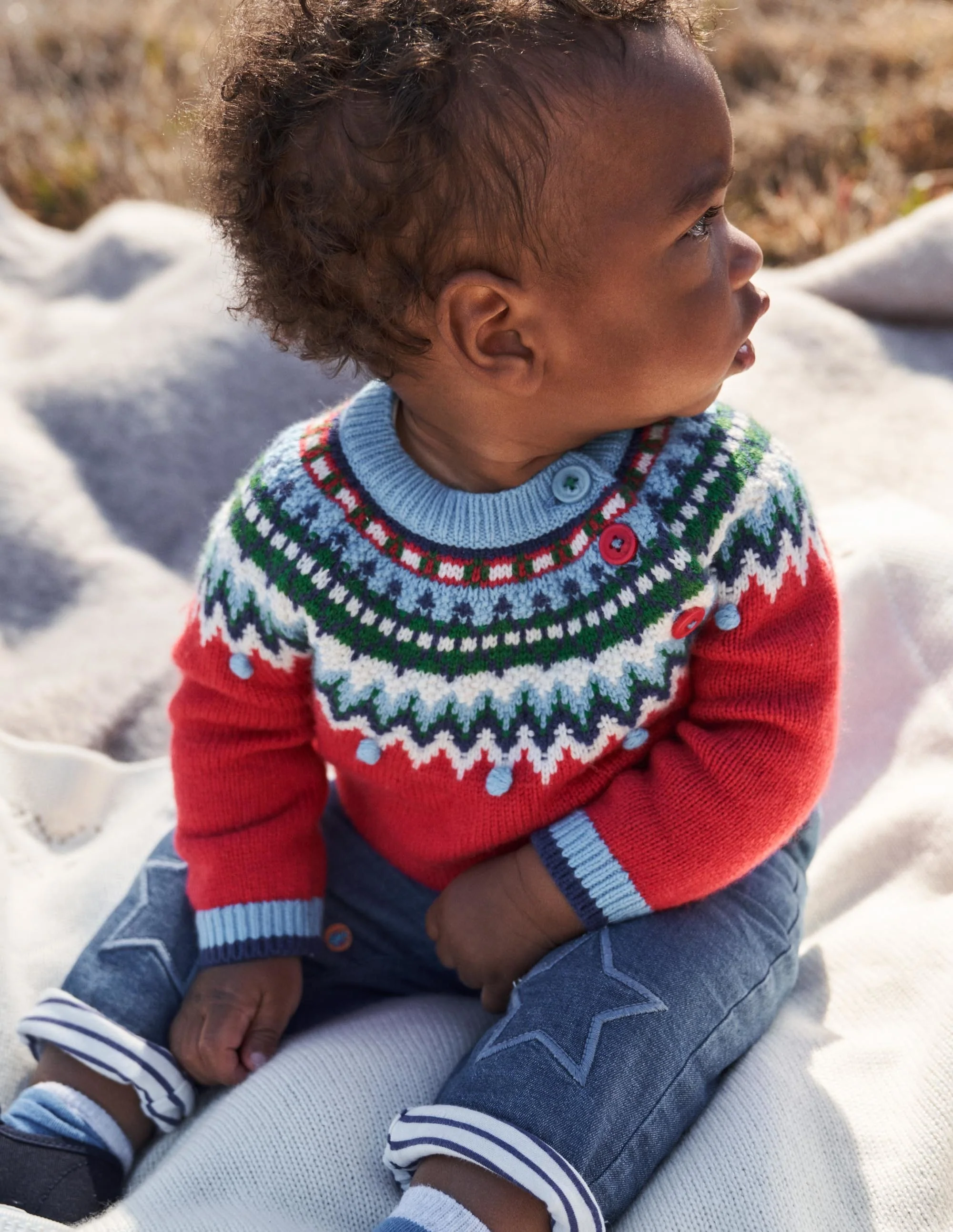 Fröhlicher Fair-Isle-Pullover-Rockabilly-Rot, Fair-Isle-Muster - Image 4