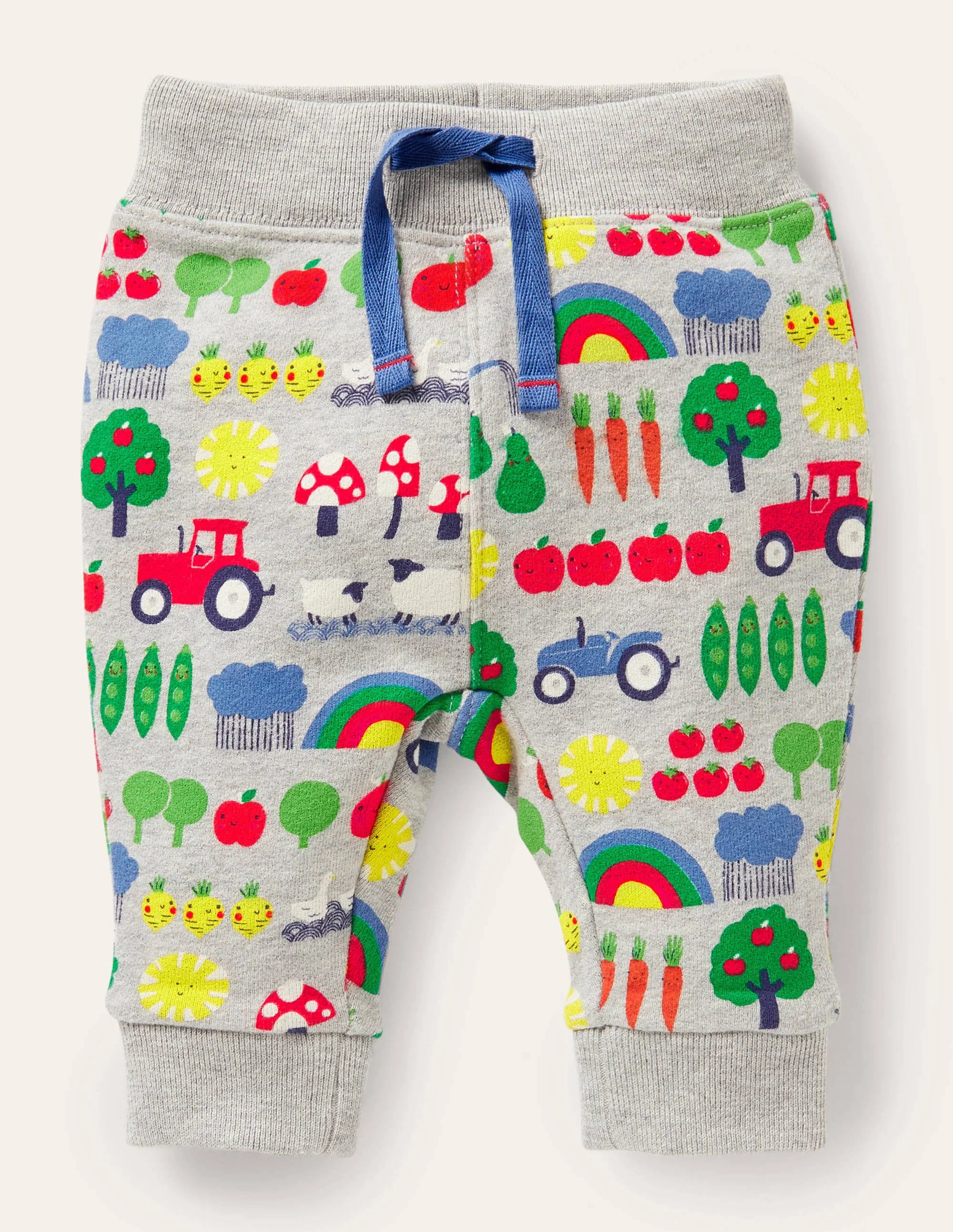 Gemusterte Hose mit Bauernhofmotiv-Grau Meliert, Regenbogenfarm