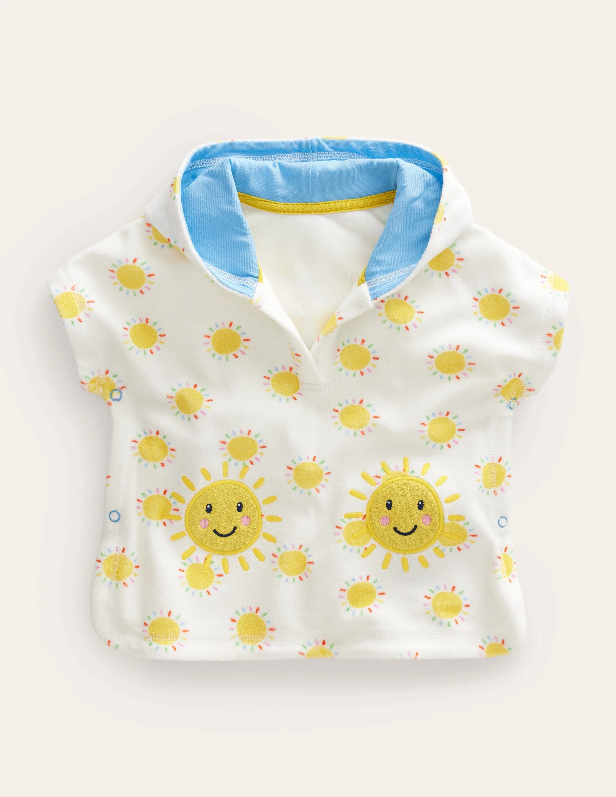 Gemusterter Frottee-Kapuzenponcho-Bunt, Regenbogen-Sonnen