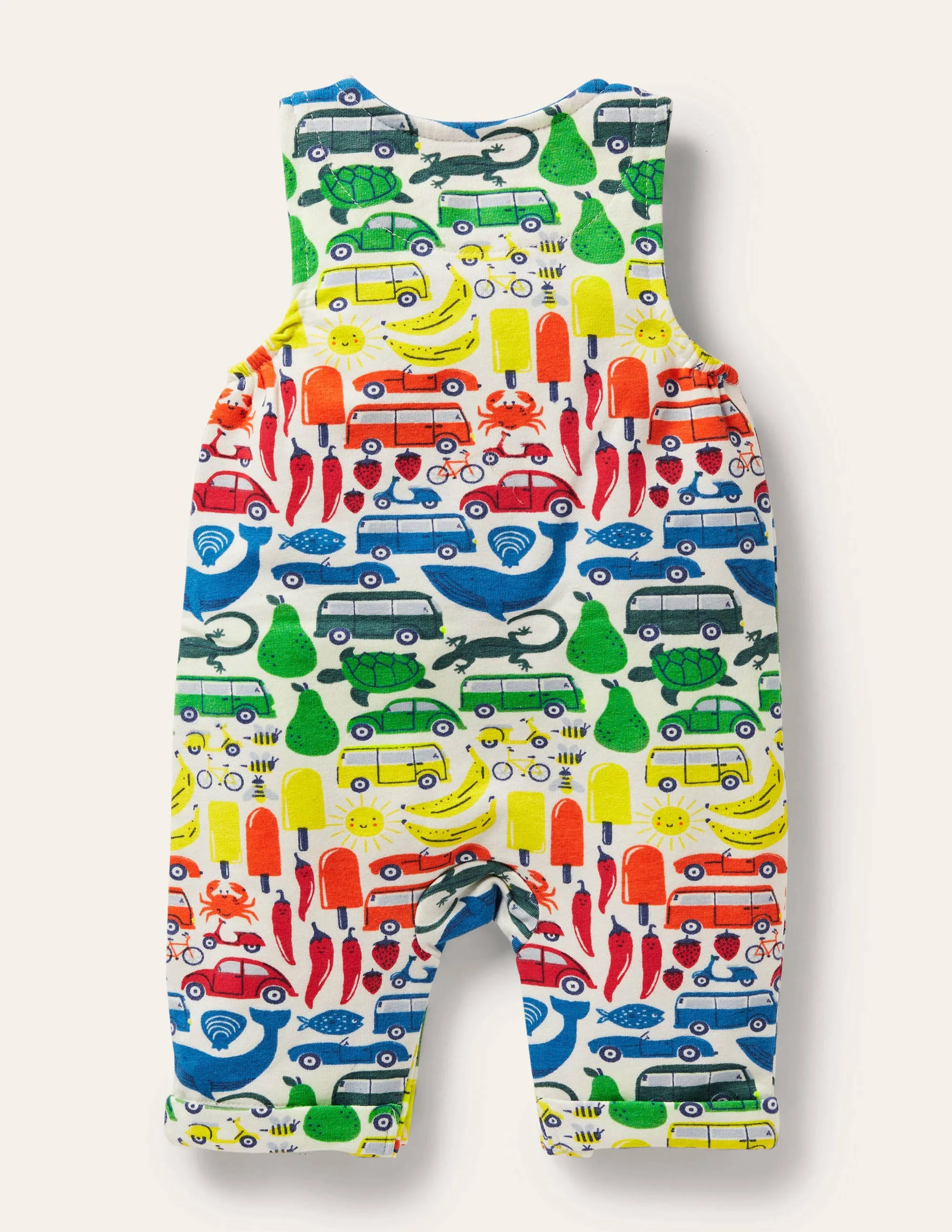 Gemusterter Jersey-Strampler-Naturweiß, Regenbogen/Road-Trip-Motiv - Image 2
