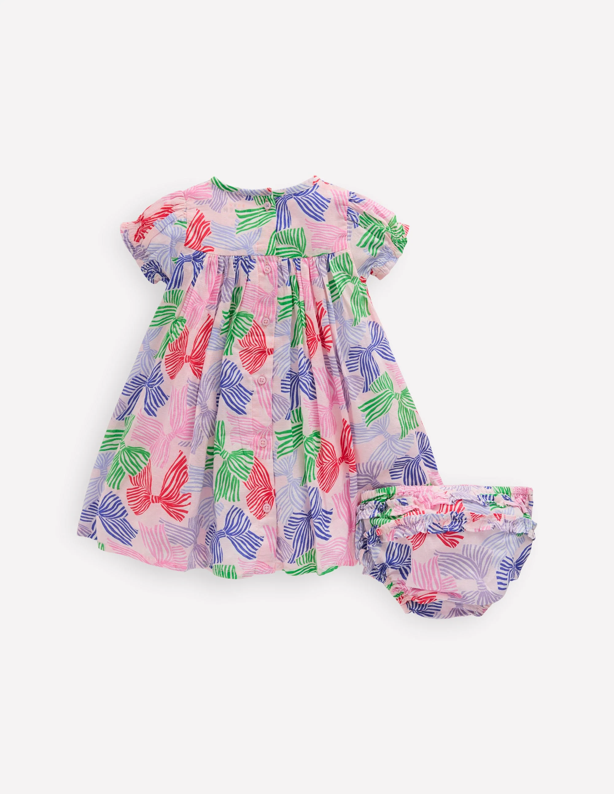 Gerafftes, gewebtes Kleid-Französisches Rosa Schleifen - Image 2