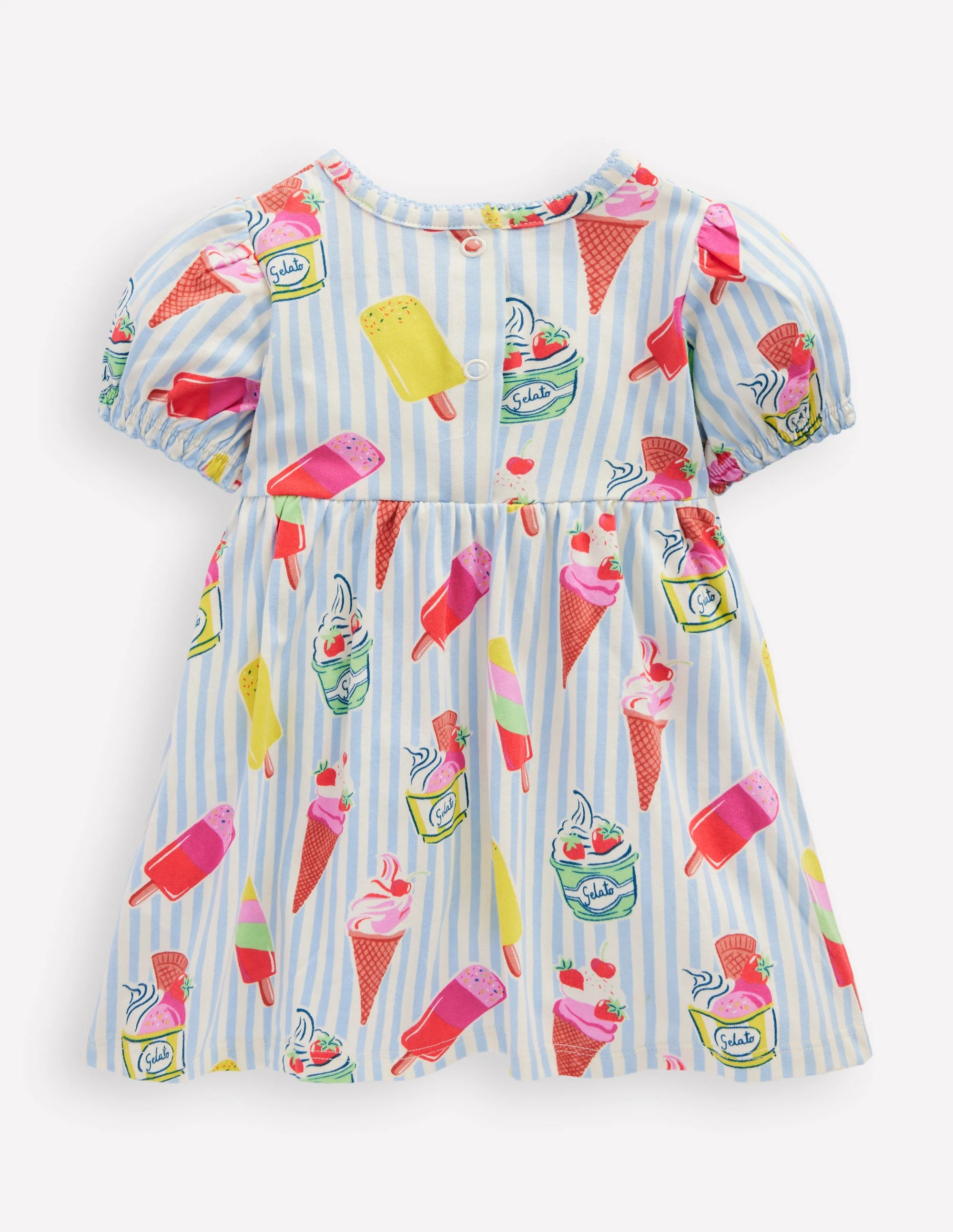 Gerafftes Jerseykleid-Blau, Eiscreme - Image 2