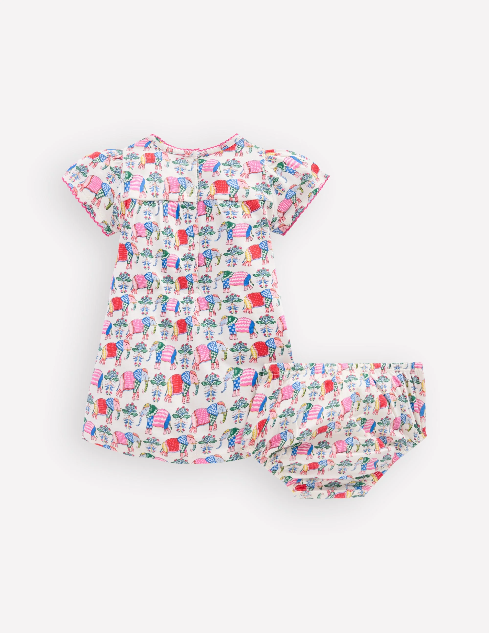 Gerafftes Jerseykleid-Bunt Kleine Elefanten - Image 2