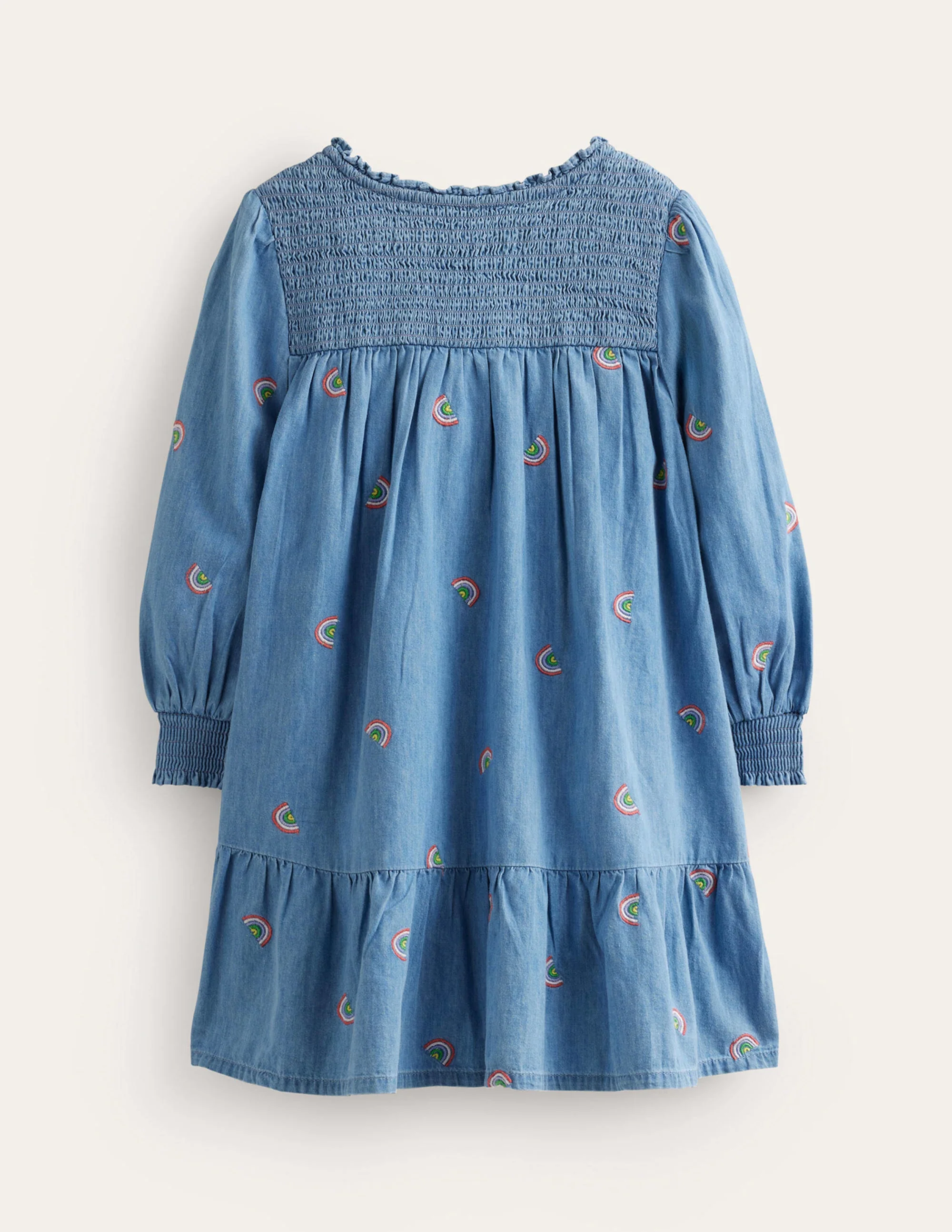 Gerafftes Kleid mit Stickerei-Verstreuter Regenbogen Stickerei - Image 2