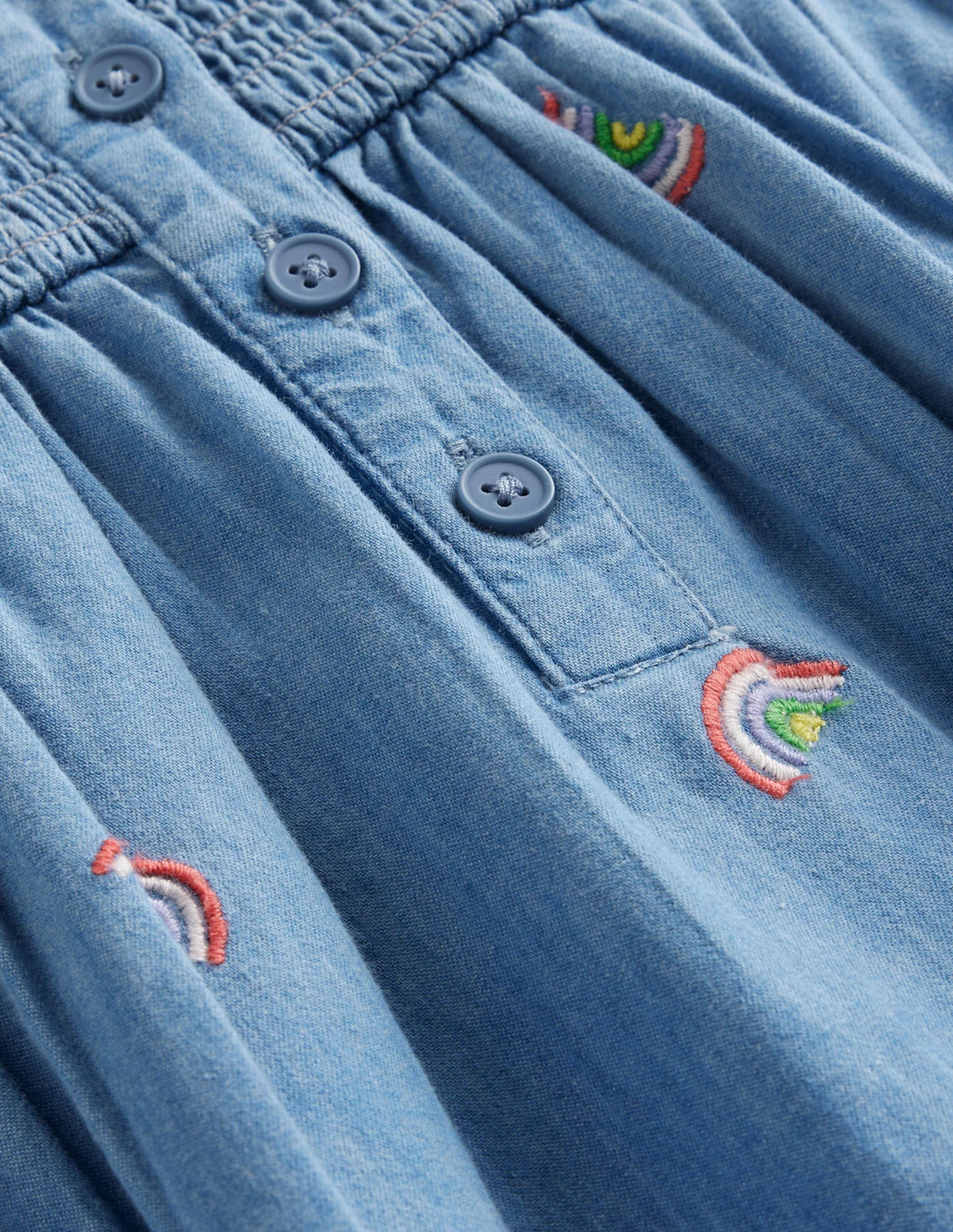 Gerafftes Kleid mit Stickerei-Verstreuter Regenbogen Stickerei - Image 3