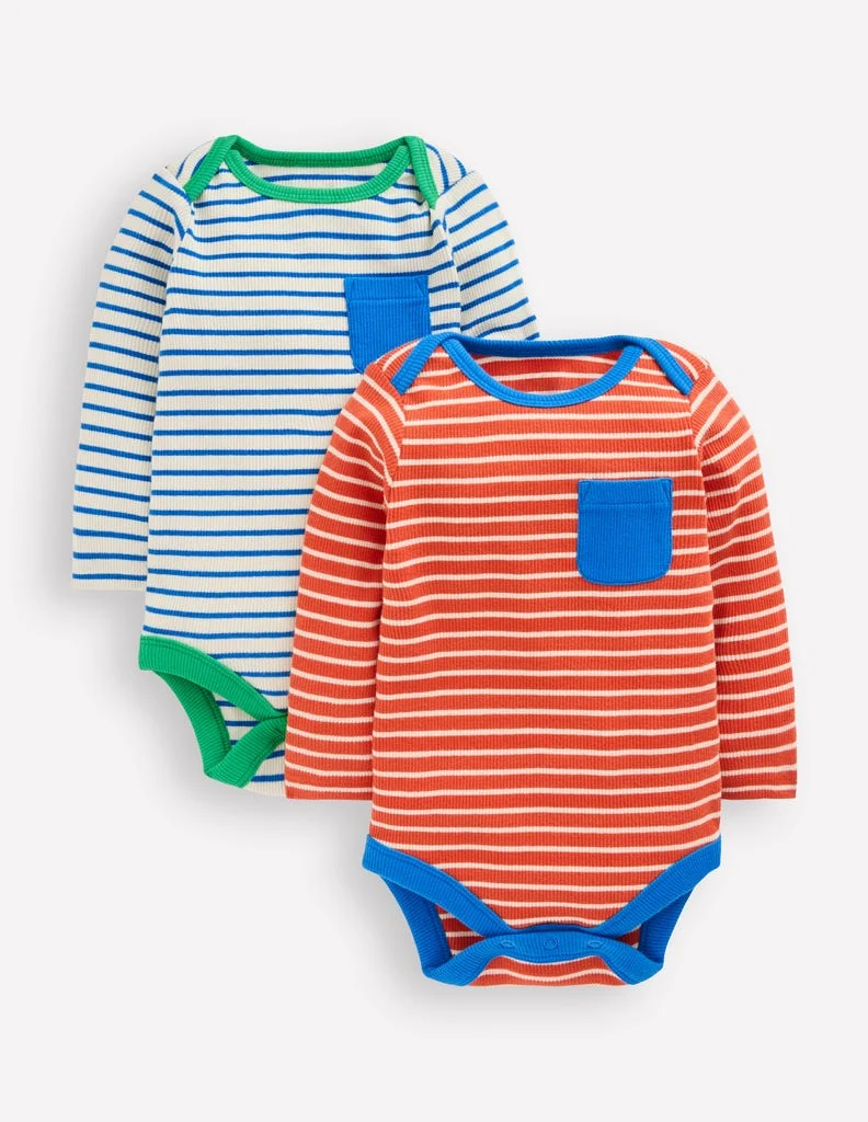Gerippte Bodys im 2er-Pack-Ackerbohnengrün/Pink, Gestreift