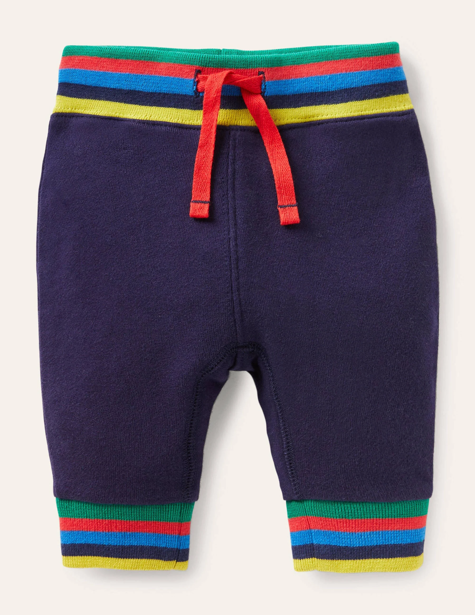 Gerippte Jerseyhose mit Regenbogenstreifen-Segelblau