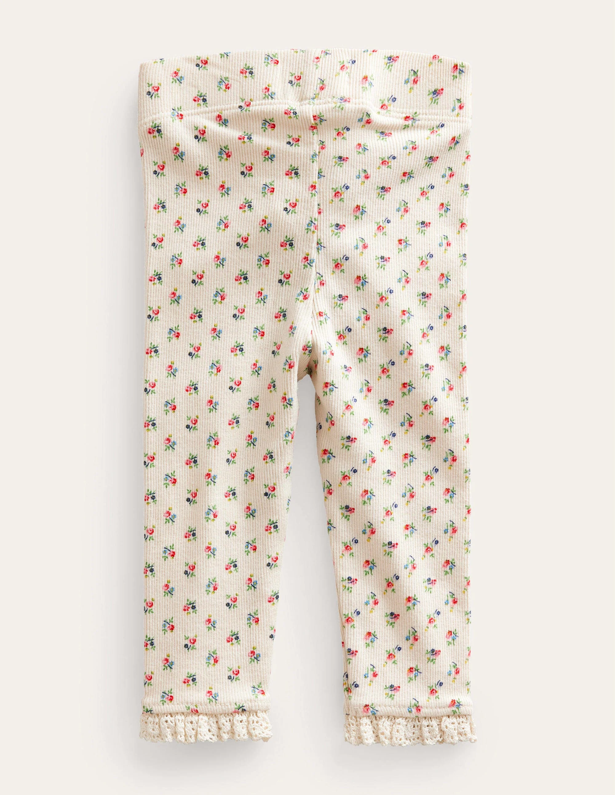 Gerippte Leggings mit Spitze-Vanille, Kleine Knospen - Image 2