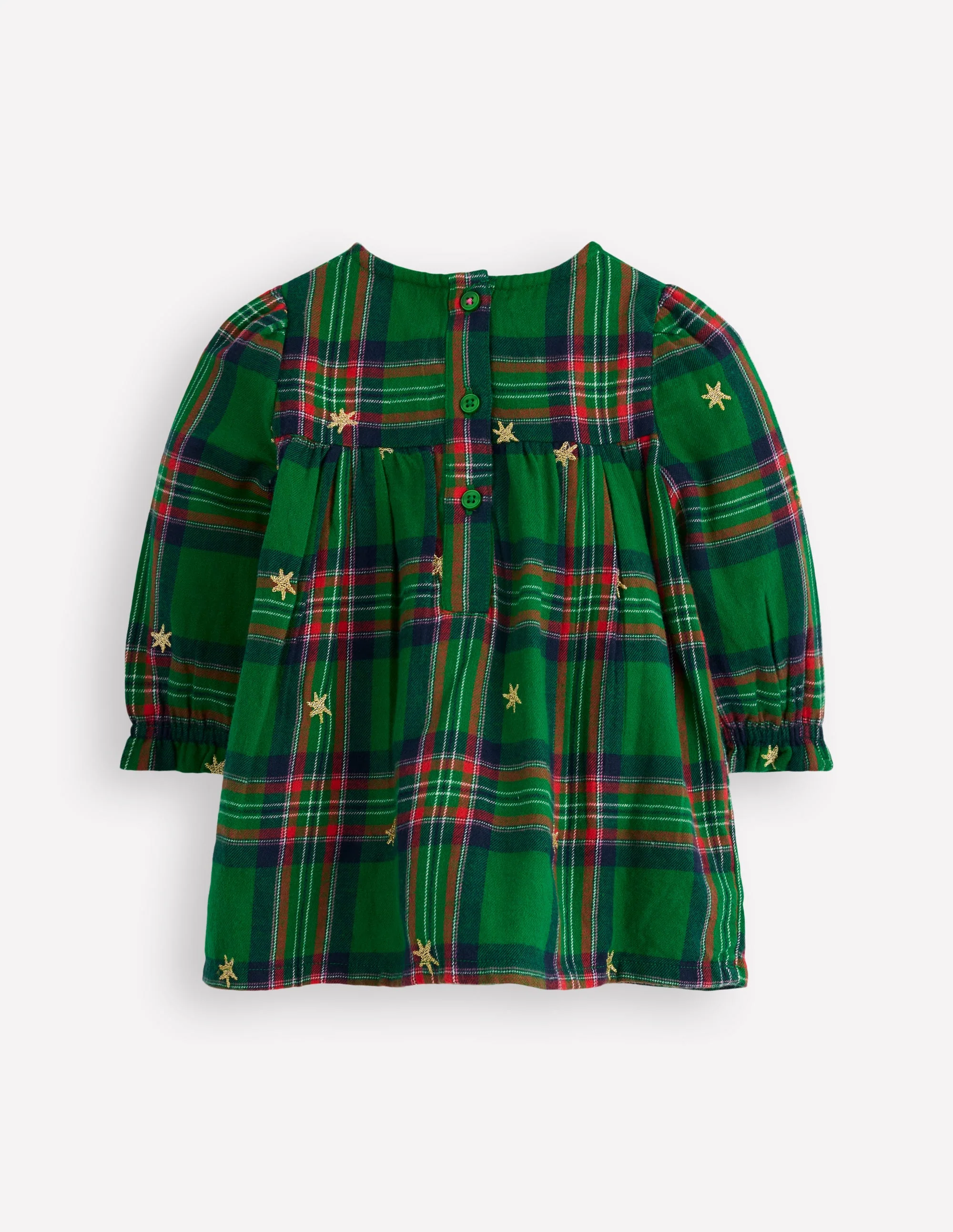 Gesmoktes Kleid für besondere Anlässe-Grün Kariert - Image 2