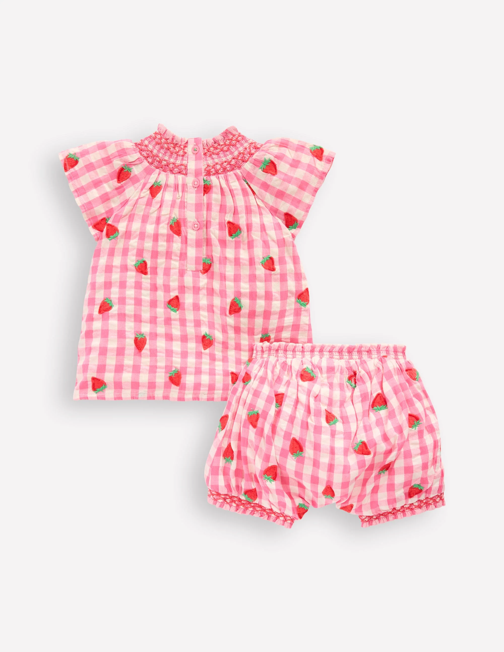 Gesmoktes Spielset-Rosa Rose Vichykaro Erdbeeren - Image 2