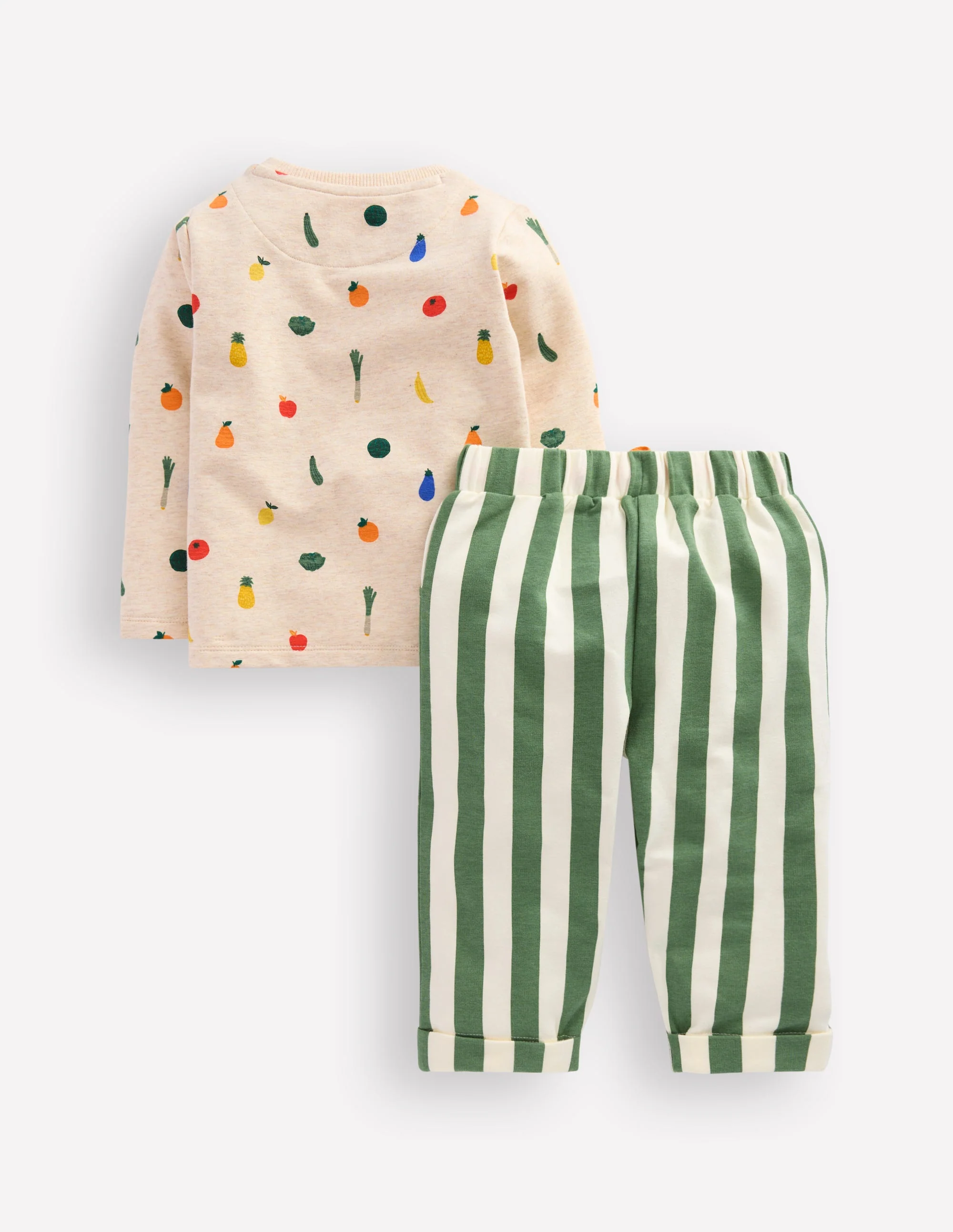Gestreiftes Sweatshirt-Spielset-Haferbeige/Grün Streifen Gemüse - Image 2