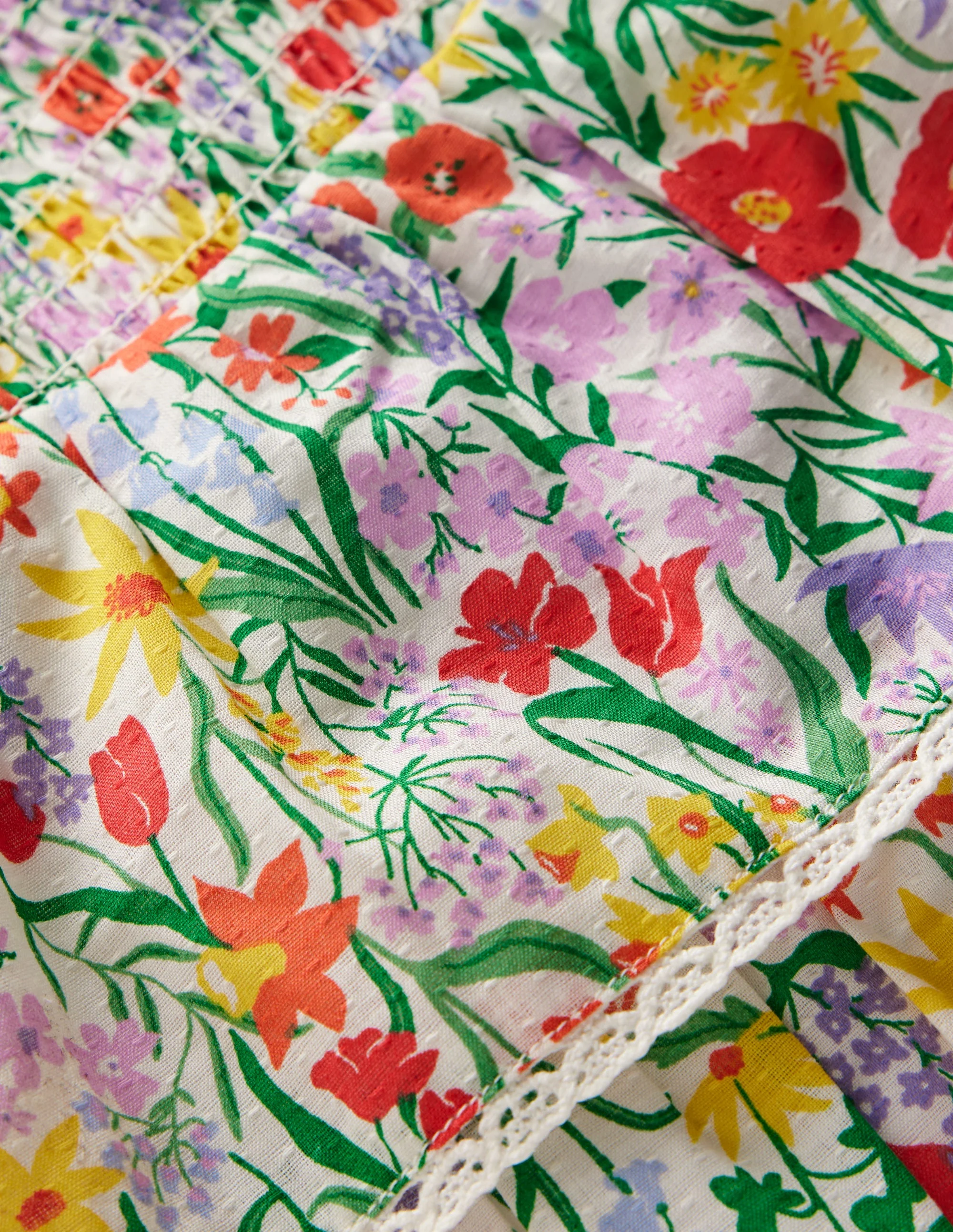 Gestuftes, gewebtes Kleid-Bunt, Frühlingsblumen - Image 3
