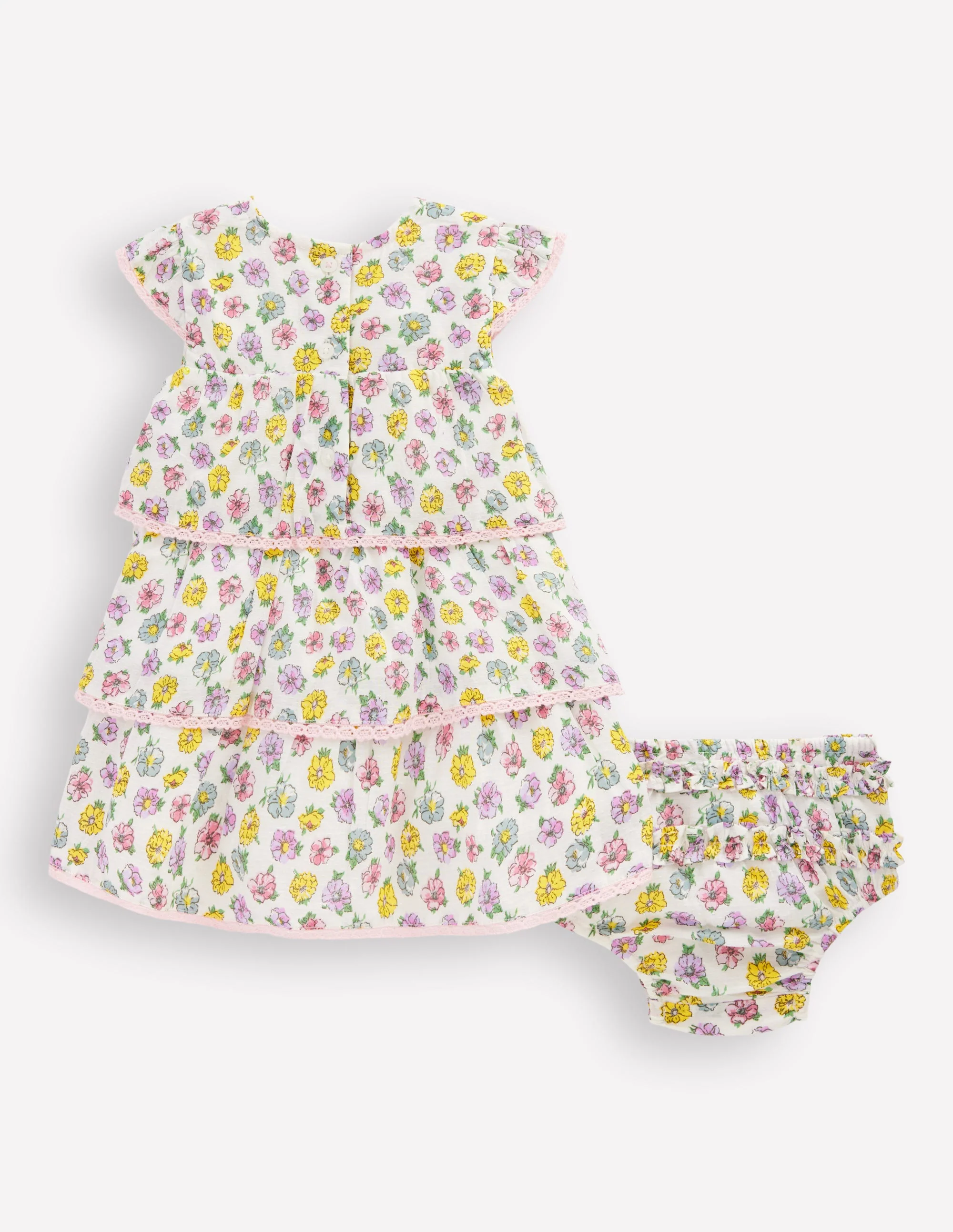 Gestuftes, gewebtes Kleid-Sanftes Naturweiß Rosen - Image 2