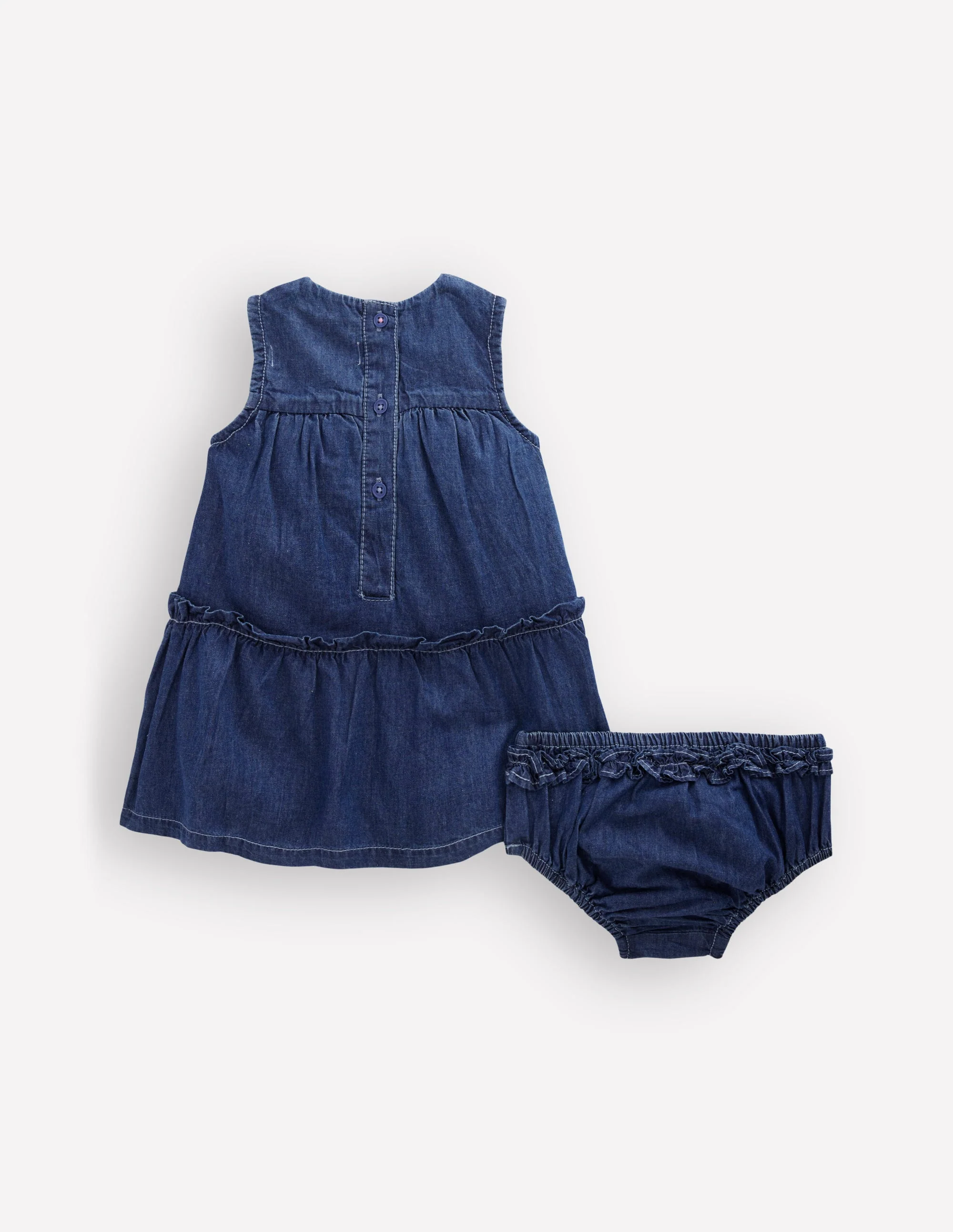 Gestuftes Rüschenkleid-Faux-Uni, Stickerei - Image 2