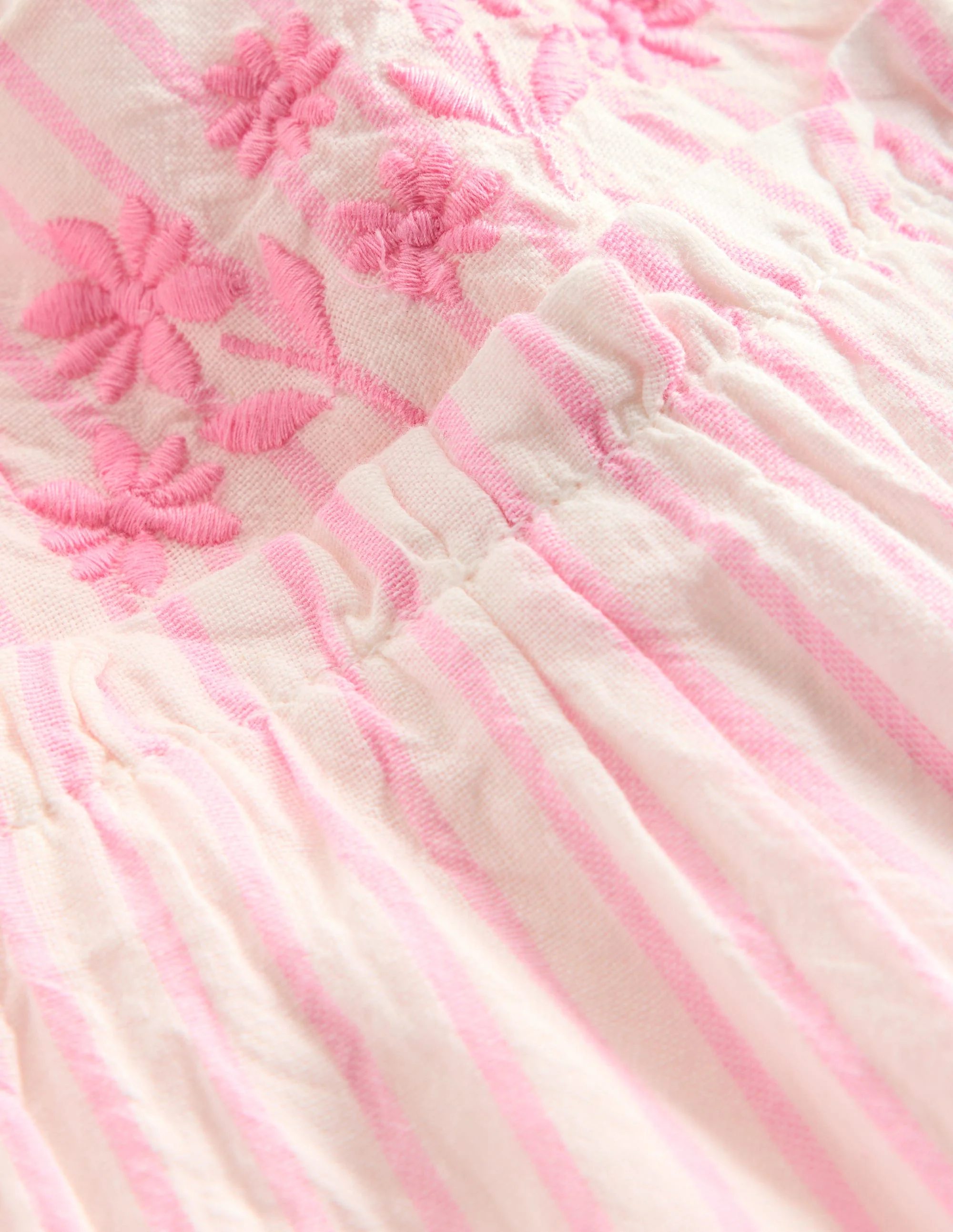 Gestuftes Rüschenkleid-Rosa Bestickt Streifen - Image 3