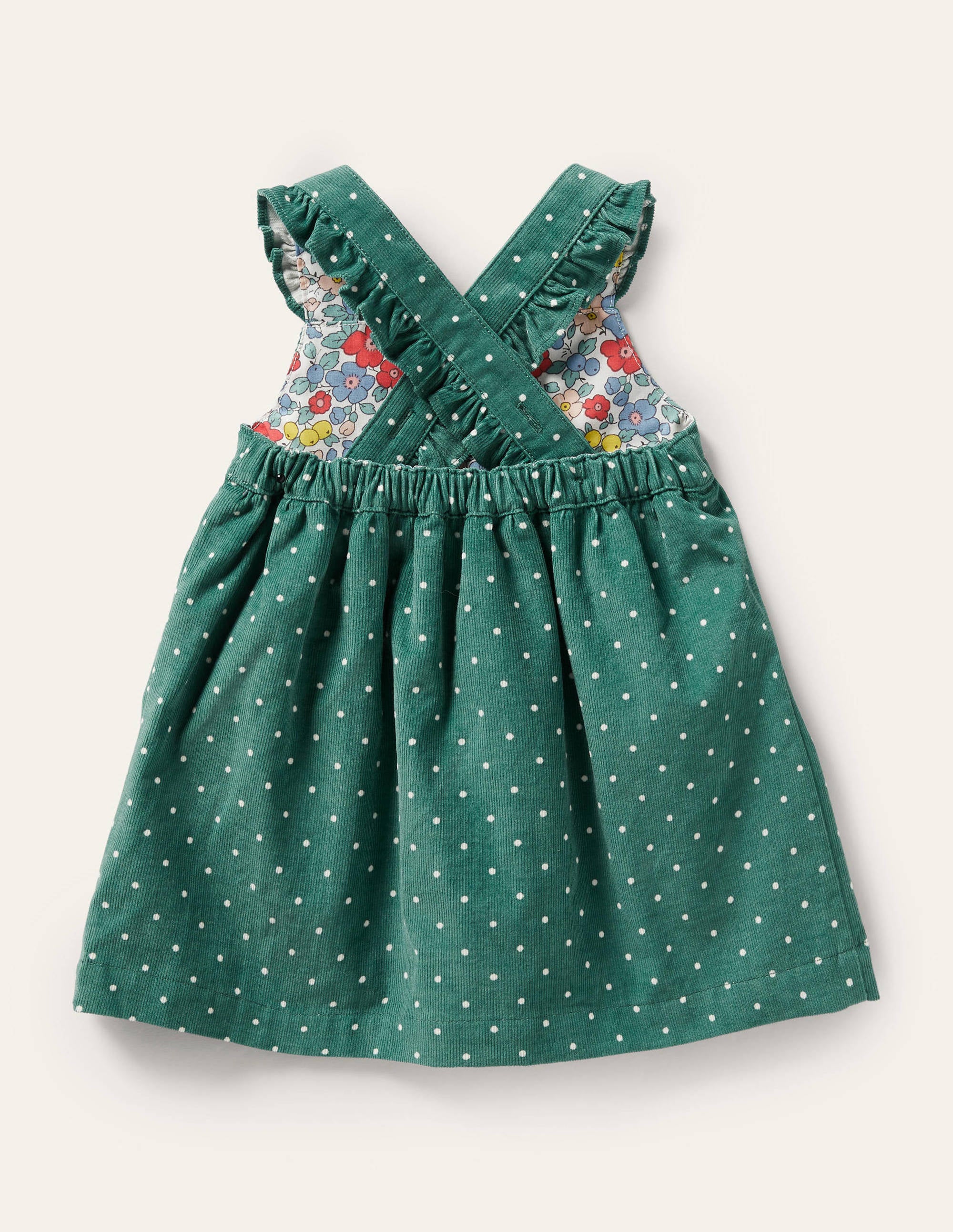 Getupftes Cord-Latzkleid mit Applikation-Sardiniengrün, Füchse - Image 2