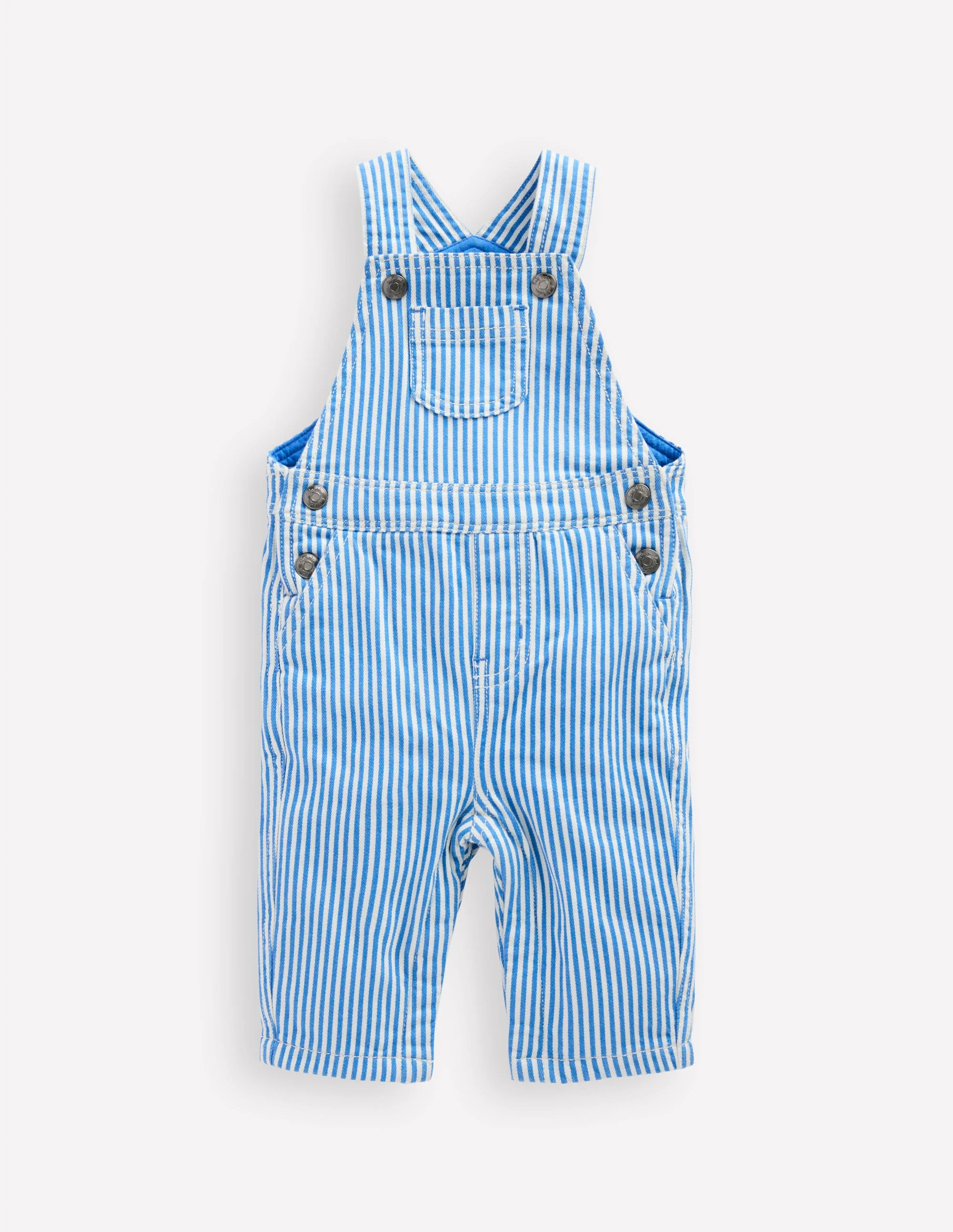 Gewebte Latzhose-Blau Drell Streifen