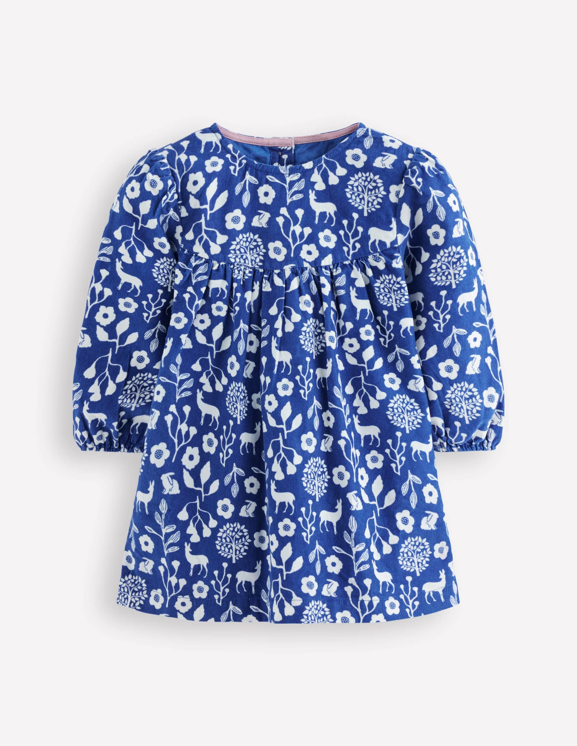 Gewebtes Kleid mit Passe-Blau Waldspaziergang